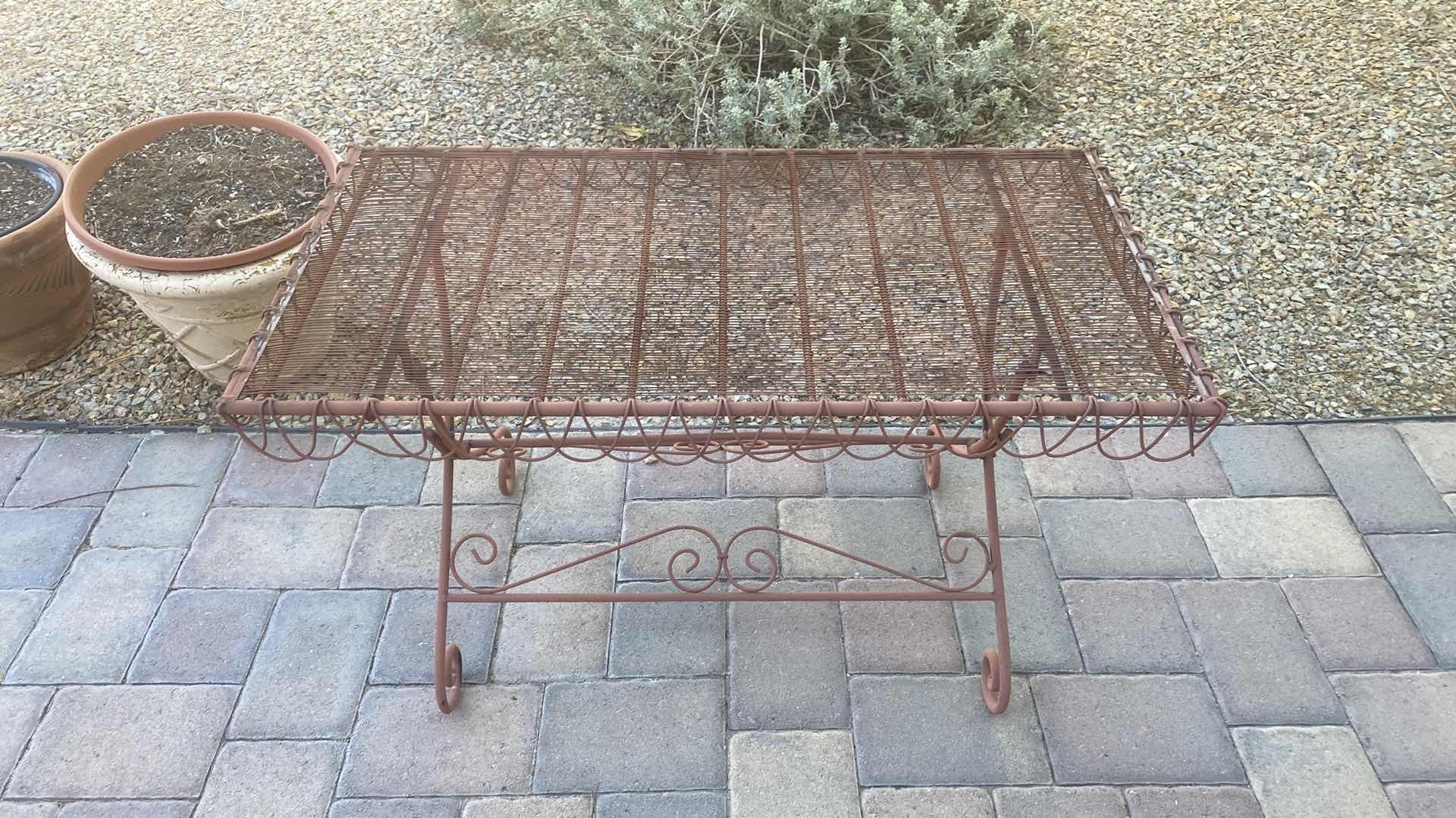 Photo 1 of METAL PATIO TABLE 35” x 18” H21”