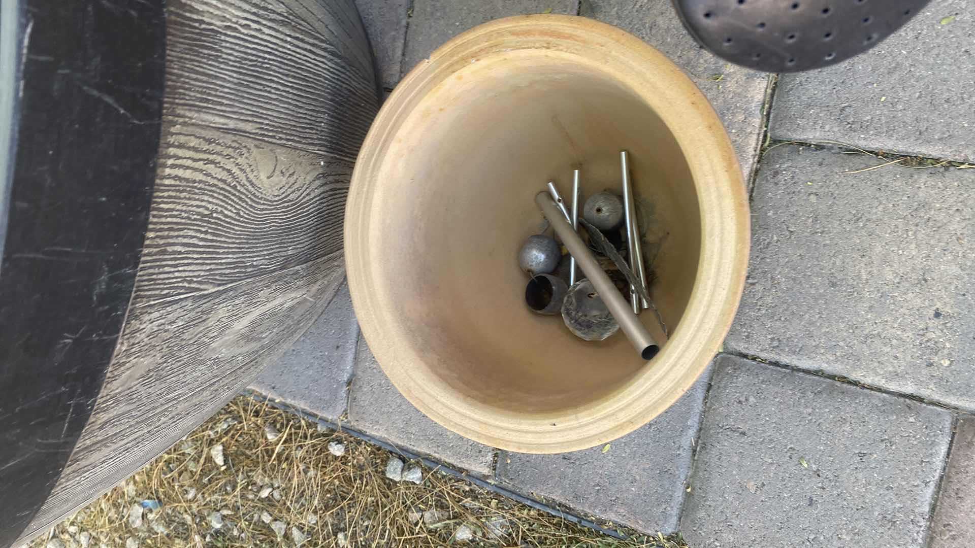 Photo 1 of CERAMICS C POT, PLASTIC BARREL POT AND WATERING CAN LARGEST 25” x 15”