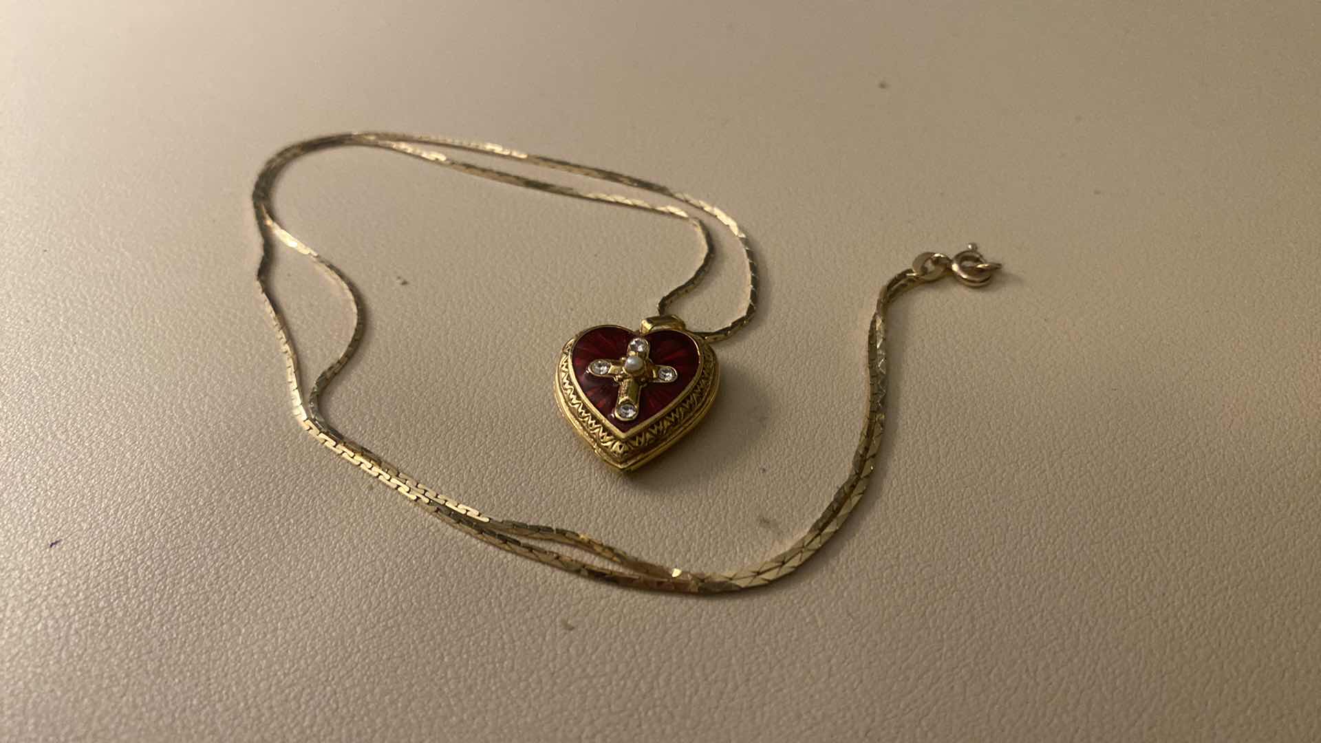 Photo 1 of 14K GOLD  VATICAN LIBRARY COLLECTION RED ENAMELED CROSS 23” NECKLACE FROM ITALY, CHAIN WEIGHT 6.16g