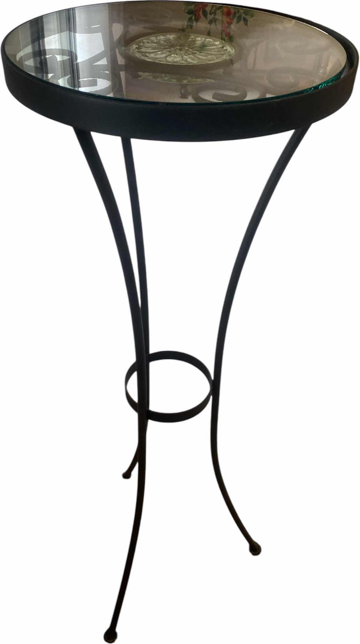 Photo 1 of 12 1/2” ROUND TALL METAL & GLASS PLANT STAND H36”