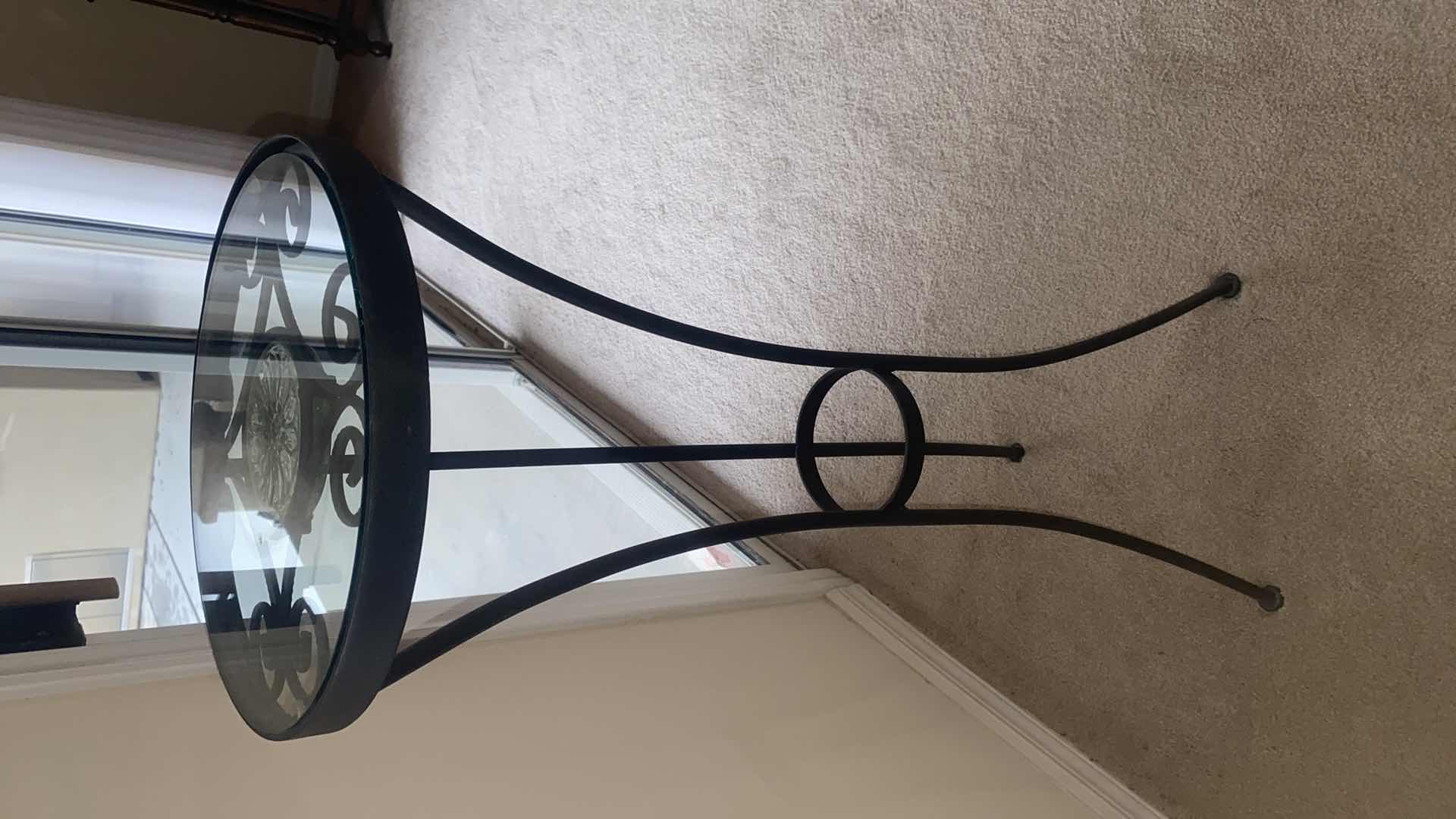 Photo 1 of 12 1/2” ROUND TALL METAL & GLASS PLANT STAND H36”