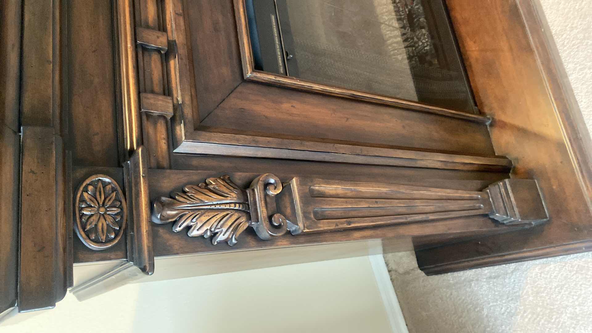 Photo 1 of SYMPHONY ELECTRIC FIREPLACE IN WOOD CABINET WITH ACANTHUS LEAF DETAIL (WITH MANUAL, TURNS ON, 2 REMOTES 64“ x 21“ H 48”