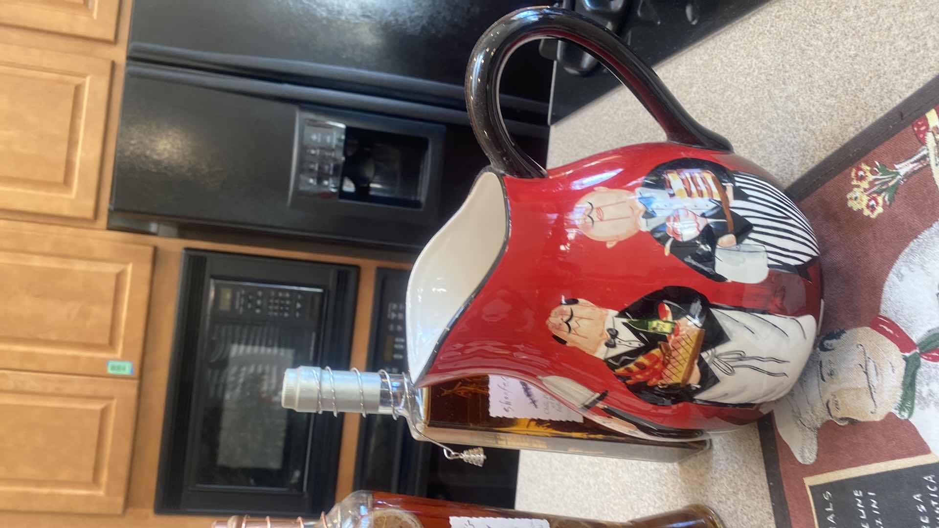 Photo 1 of CERTIFIED INTERNATIONAL “DINNER IS SERVED" BOWL & PITCHER WITH 2 PLACEMATS & 5 BOTTLES VINEGAR HERBS