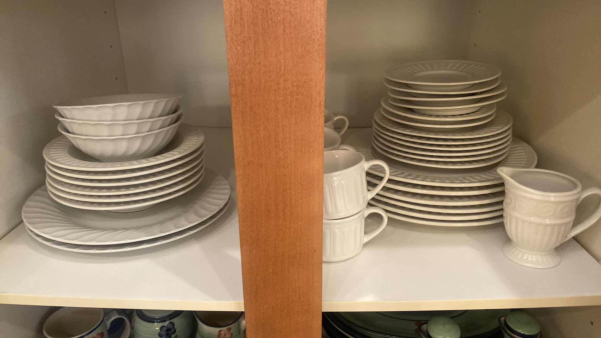 Photo 1 of CONTENTS OF CABINET - 1 SHELF 25 PIECE GIBSON WHITE CHINA & 11 PIECES LYNNS CHINA