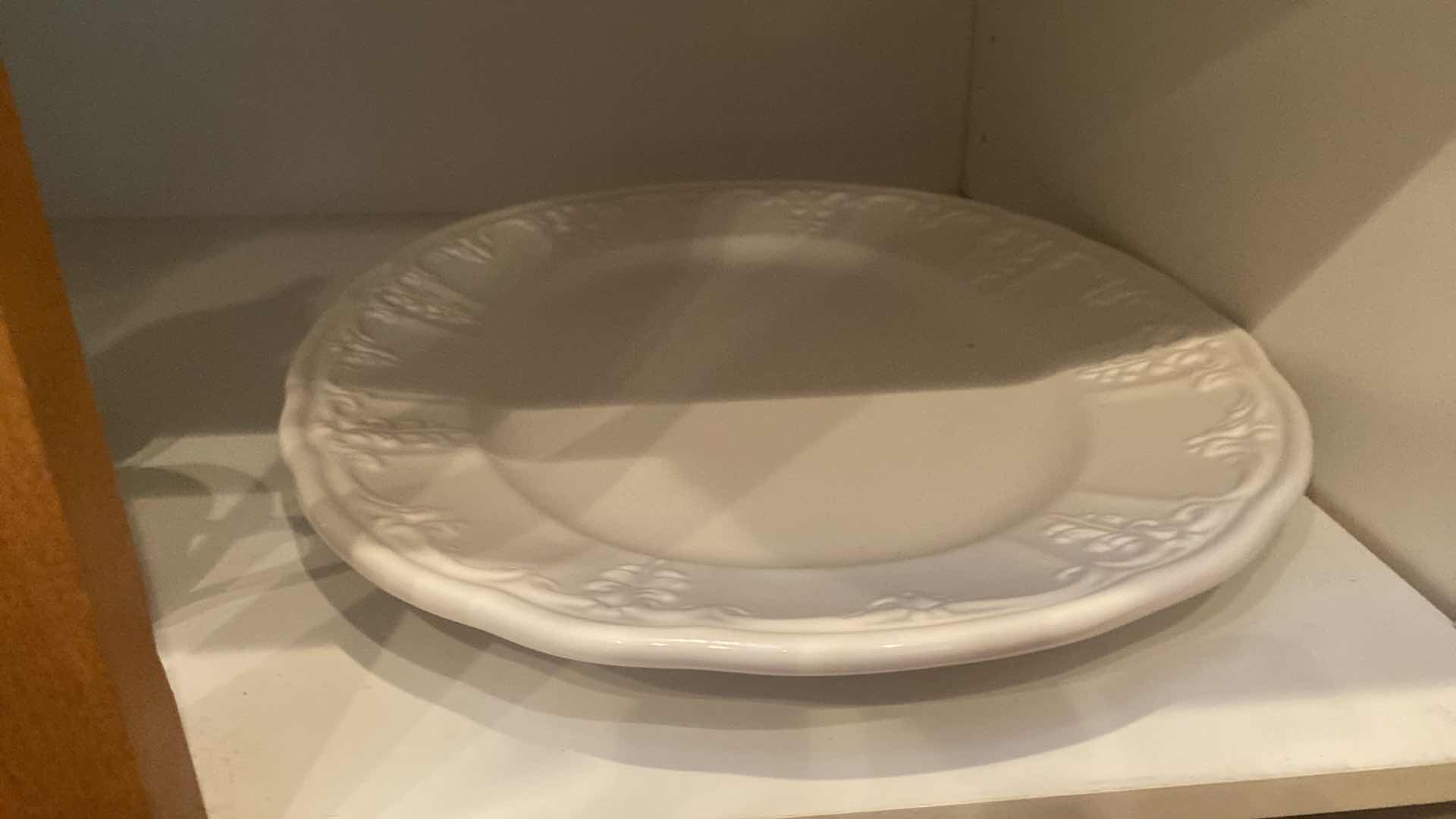 Photo 1 of CONTENTS OF CABINET - 2 SHELFS CERAMIC SERVE WARE & GLASS PITCHER