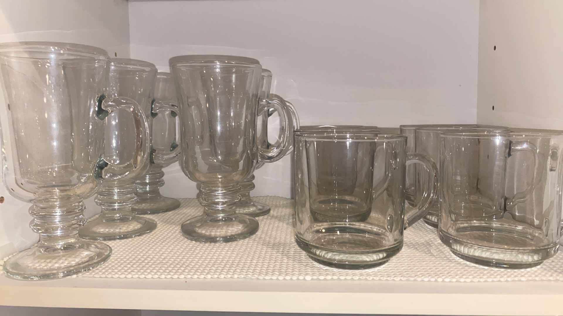 Photo 1 of CONTENTS OF CABINET - 18 GLASS COFFEE CUPS & 5 GLASS MUGS