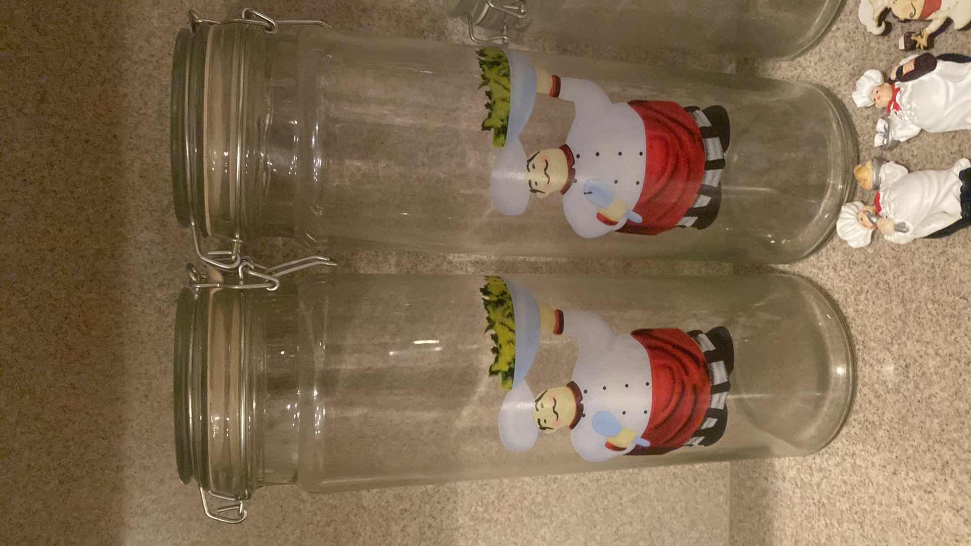 Photo 1 of 6 “LETS DINE” GLASS CANISTERS & 7 REFRIGERATOR MAGNETS