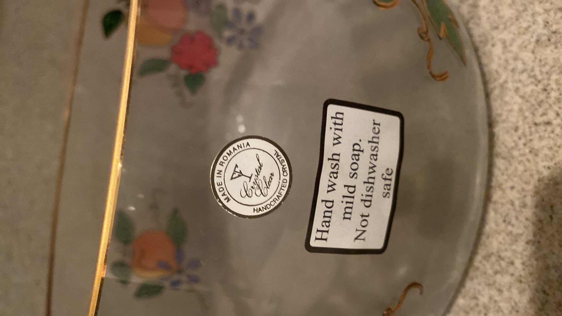 Photo 1 of HAND PAINTED CRYSTAL BOWL WITH FRUIT MOTIF 9”