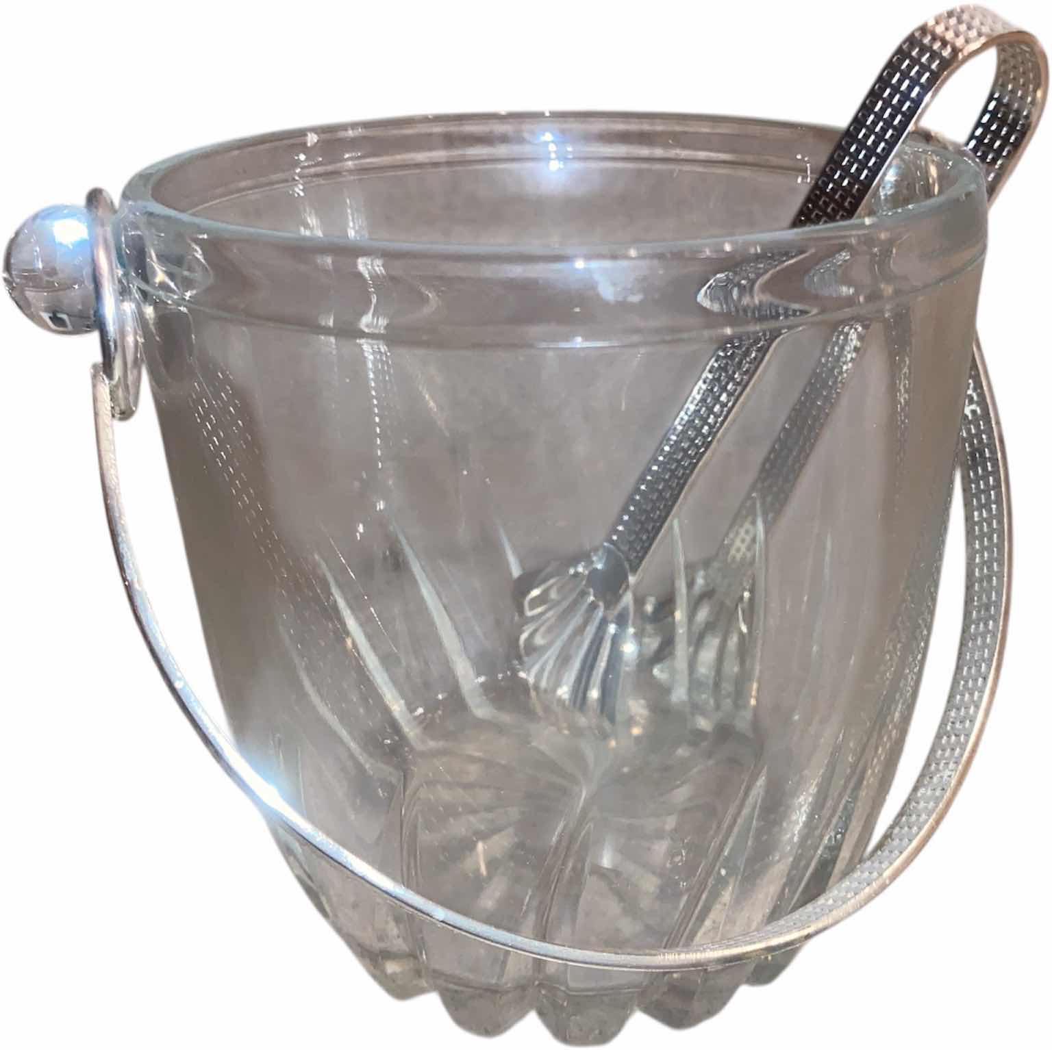 Photo 1 of SMALL CRYSTAL ICE BUCKET WITH TONGS 4 1/2” x 5”