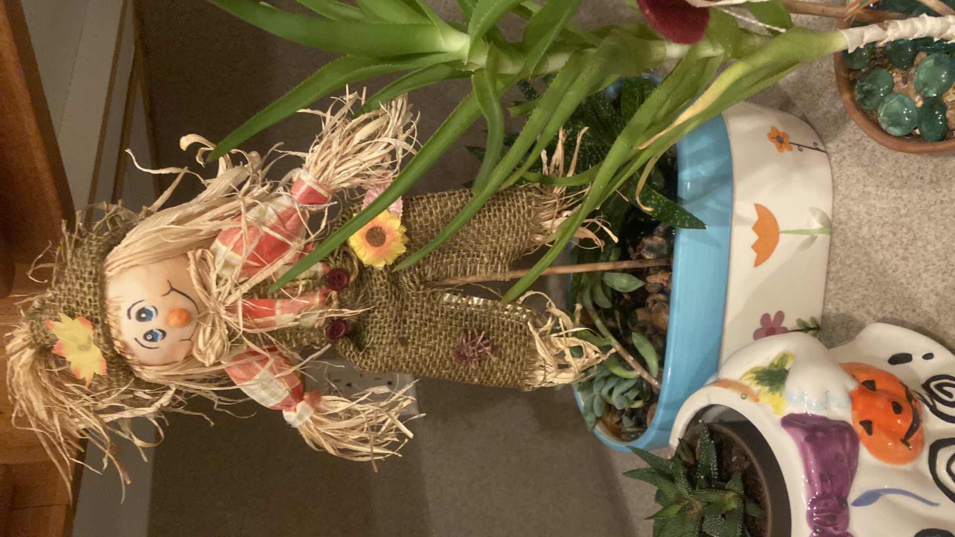 Photo 1 of 3-FAUX SUCCULENTS PLANTS IN CERAMIC & CLAY POTS LARGEST POT 9 1/2” x 5”