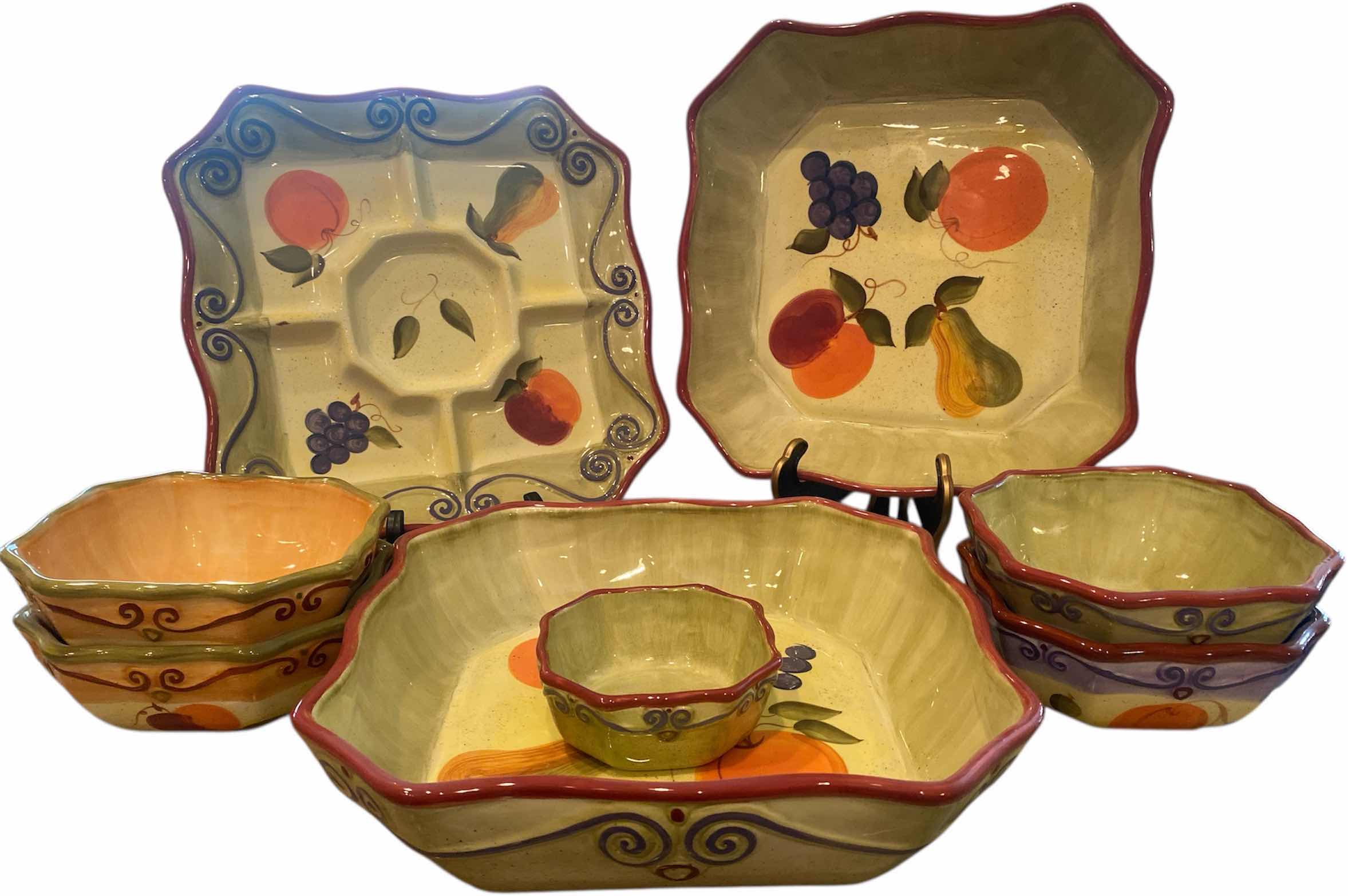 Photo 1 of 8-PIECE CERAMIC FRUIT MOTIF SERVE WARE