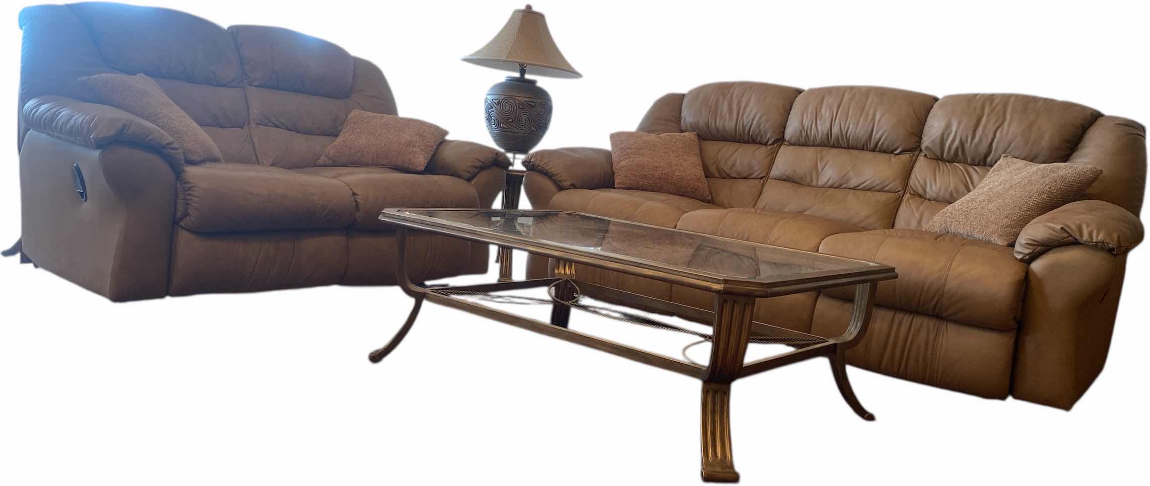 Photo 1 of 88” BONDED LEATHER SOFA WITH MANUAL RECLINE (loveseat available also, other items in picture sold separately)