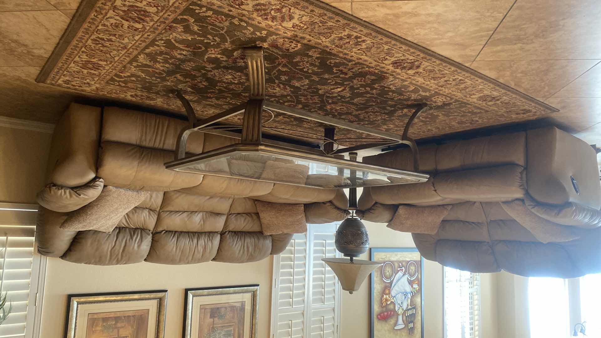 Photo 1 of 88” BONDED LEATHER SOFA WITH MANUAL RECLINE (loveseat available also, other items in picture sold separately)