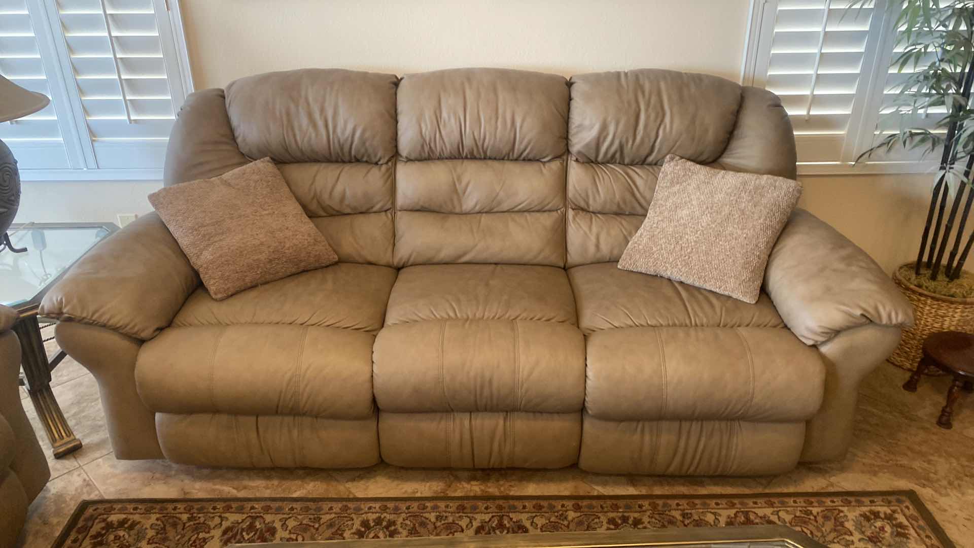 Photo 1 of 88” BONDED LEATHER SOFA WITH MANUAL RECLINE (loveseat available also, other items in picture sold separately)