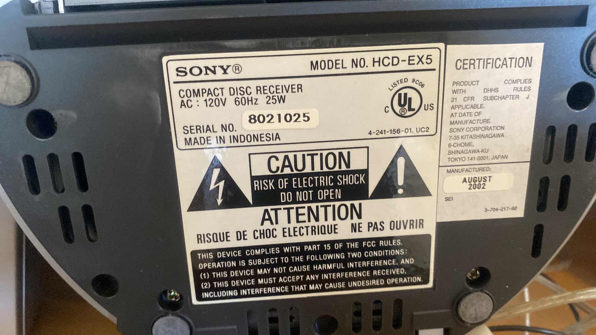 Photo 1 of SONY CD RADIO WITH SPEAKERS & REMOTE