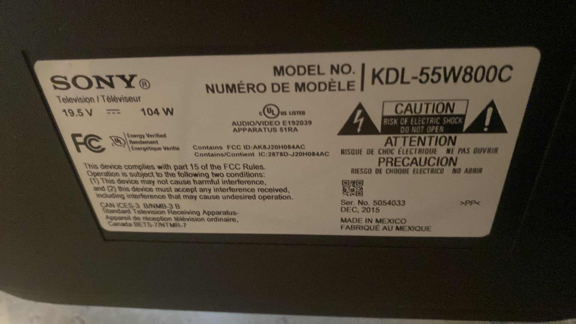 Photo 1 of 56” SONY BRAVIA TV WITH REMOTE