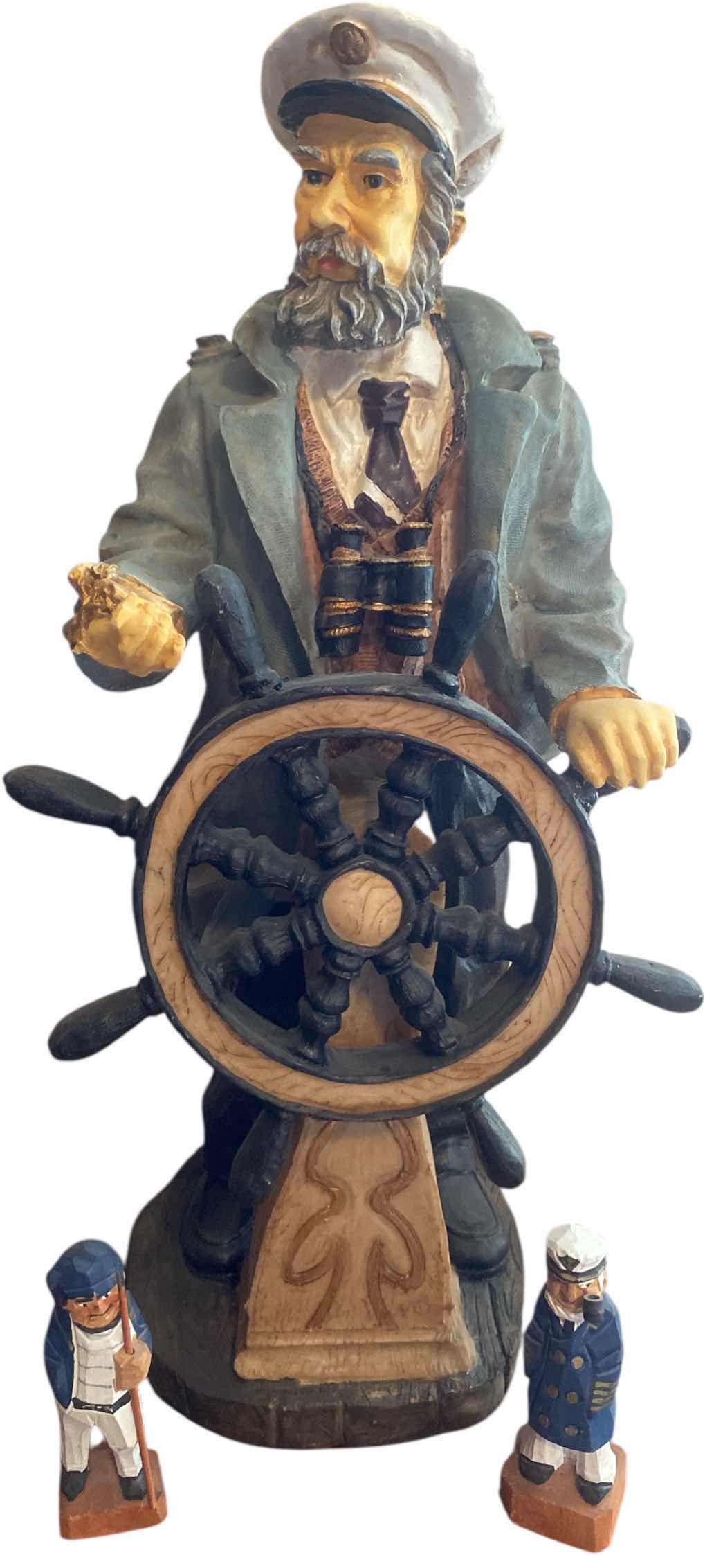 Photo 1 of 2 SMALL FIGURINES & HEAVY SEA CAPTAIN FIGURINE H18”