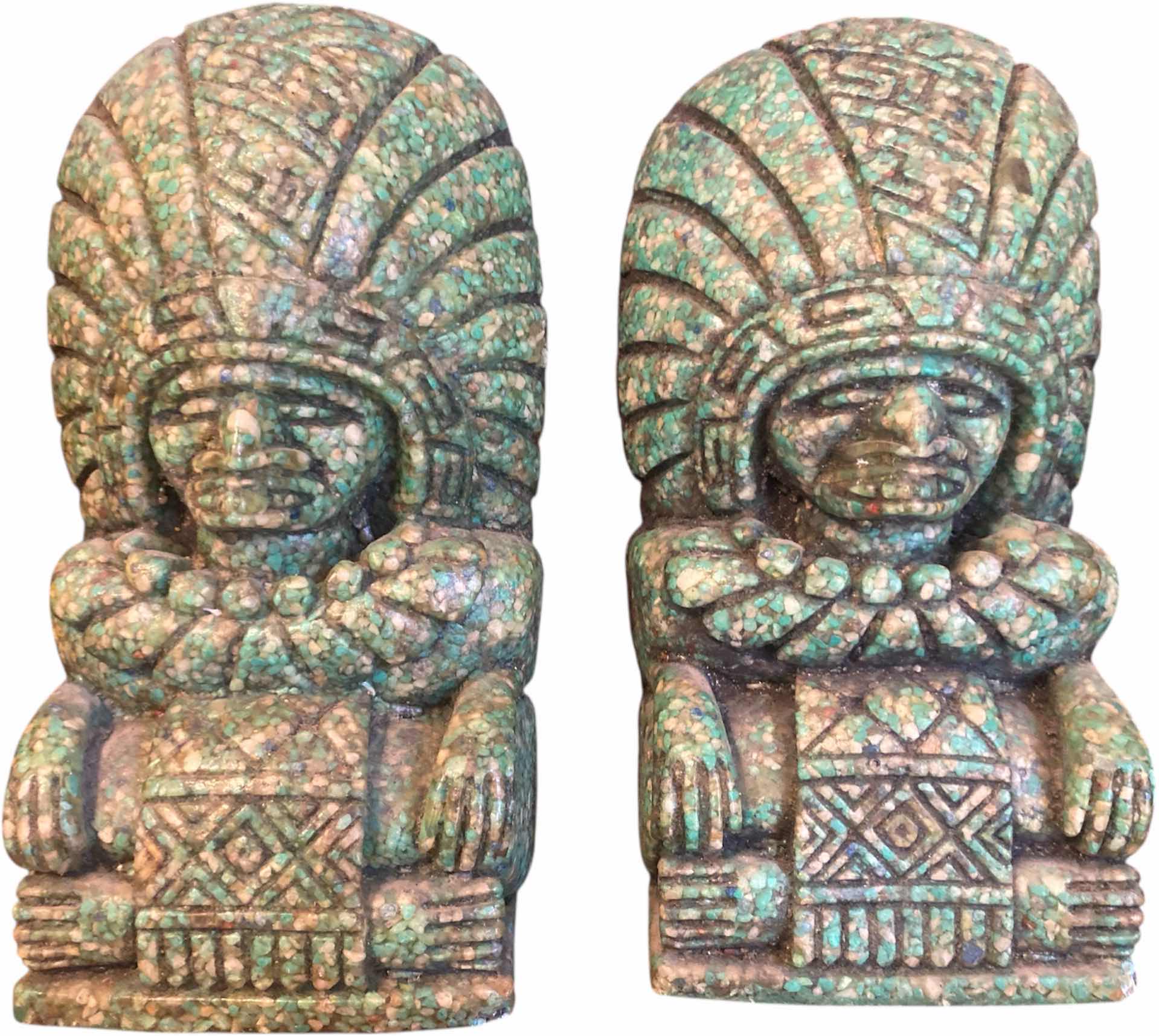 Photo 1 of MAYAN MALACHITE BOOK ENDSB 4” x 8 1/2”