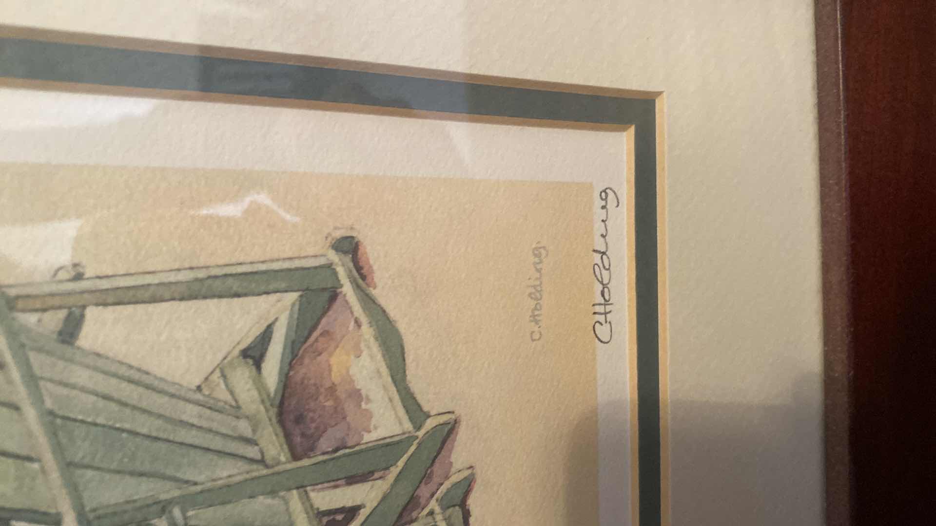 Photo 1 of 3-FRAMED ART 2 FLORAL & “THE-RED HAT BERMUDA” WATERCOLOR SIGNED ARTWORK 16 1/2“ x 21“