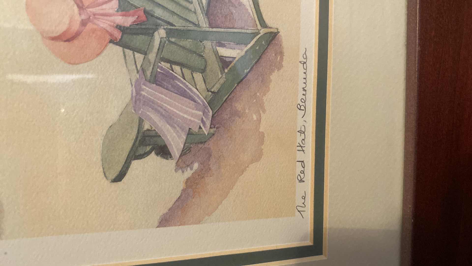 Photo 1 of 3-FRAMED ART 2 FLORAL & “THE-RED HAT BERMUDA” WATERCOLOR SIGNED ARTWORK 16 1/2“ x 21“