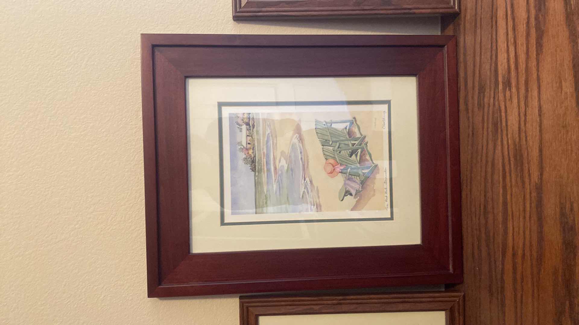 Photo 1 of 3-FRAMED ART 2 FLORAL & “THE-RED HAT BERMUDA” WATERCOLOR SIGNED ARTWORK 16 1/2“ x 21“