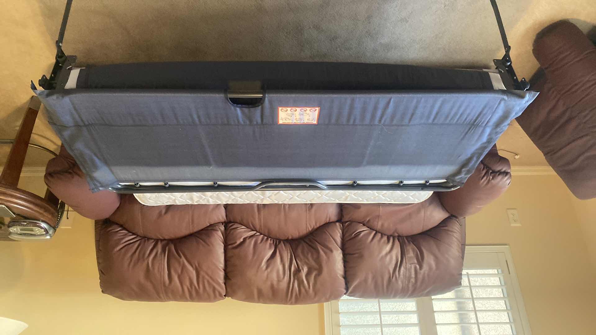 Photo 1 of 84” BROWN BONDED LEATHER SLEEPER SOFA WITH PULL OUT BED