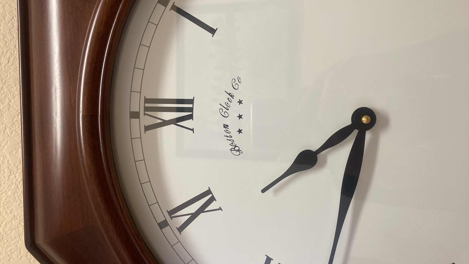 Photo 1 of BOSTON CLOCK CO QUARTZ WITH WOOD WALL CLOCK 21” x 21”