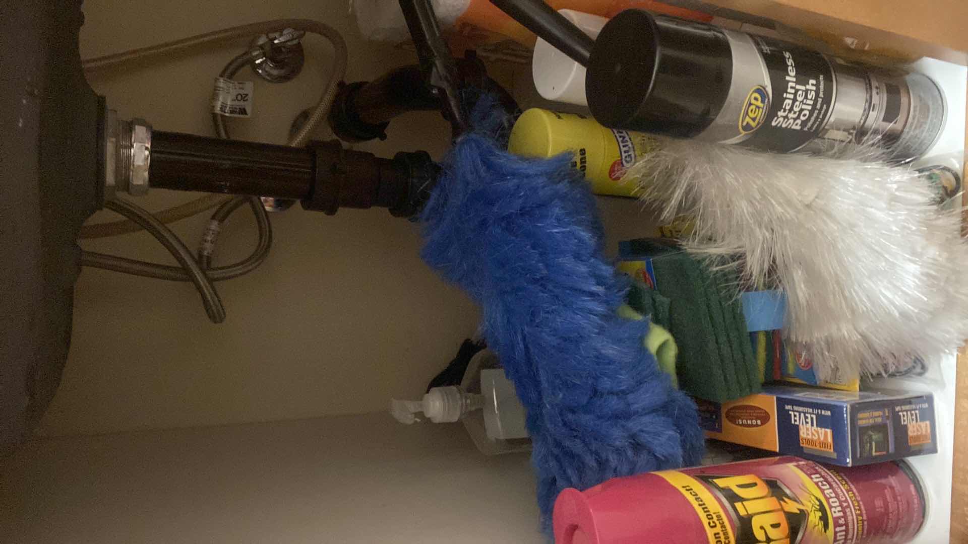 Photo 1 of CONTENTS IN CABINET-PAPER TOWELS & CLEANING SUPPLIES