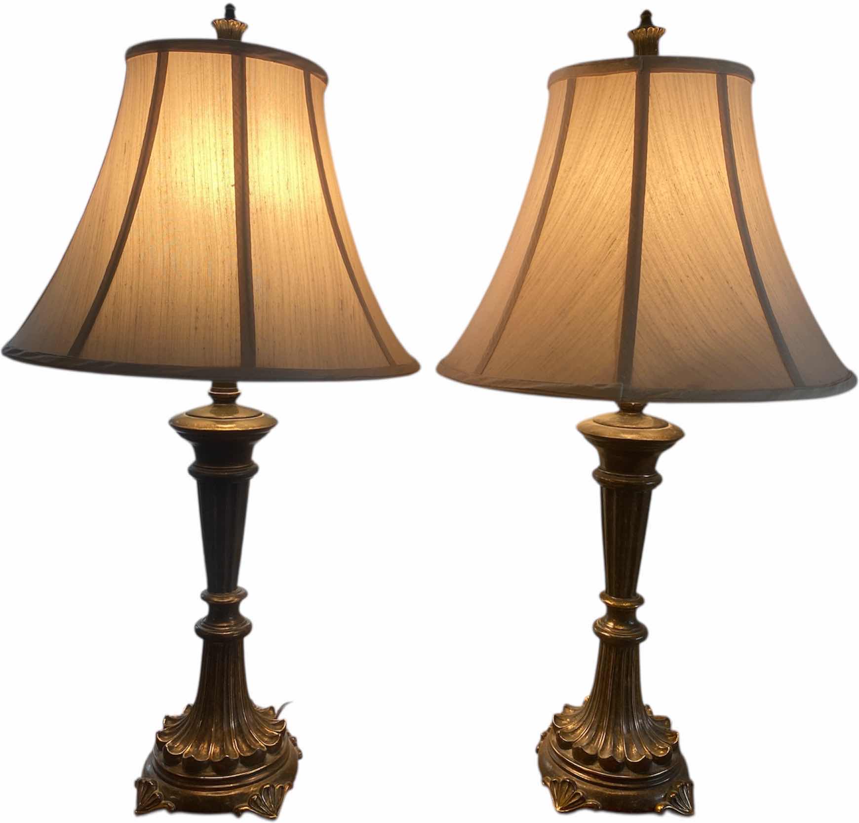 Photo 1 of 2-HEAVY METAL TABLE LAMPS H29”