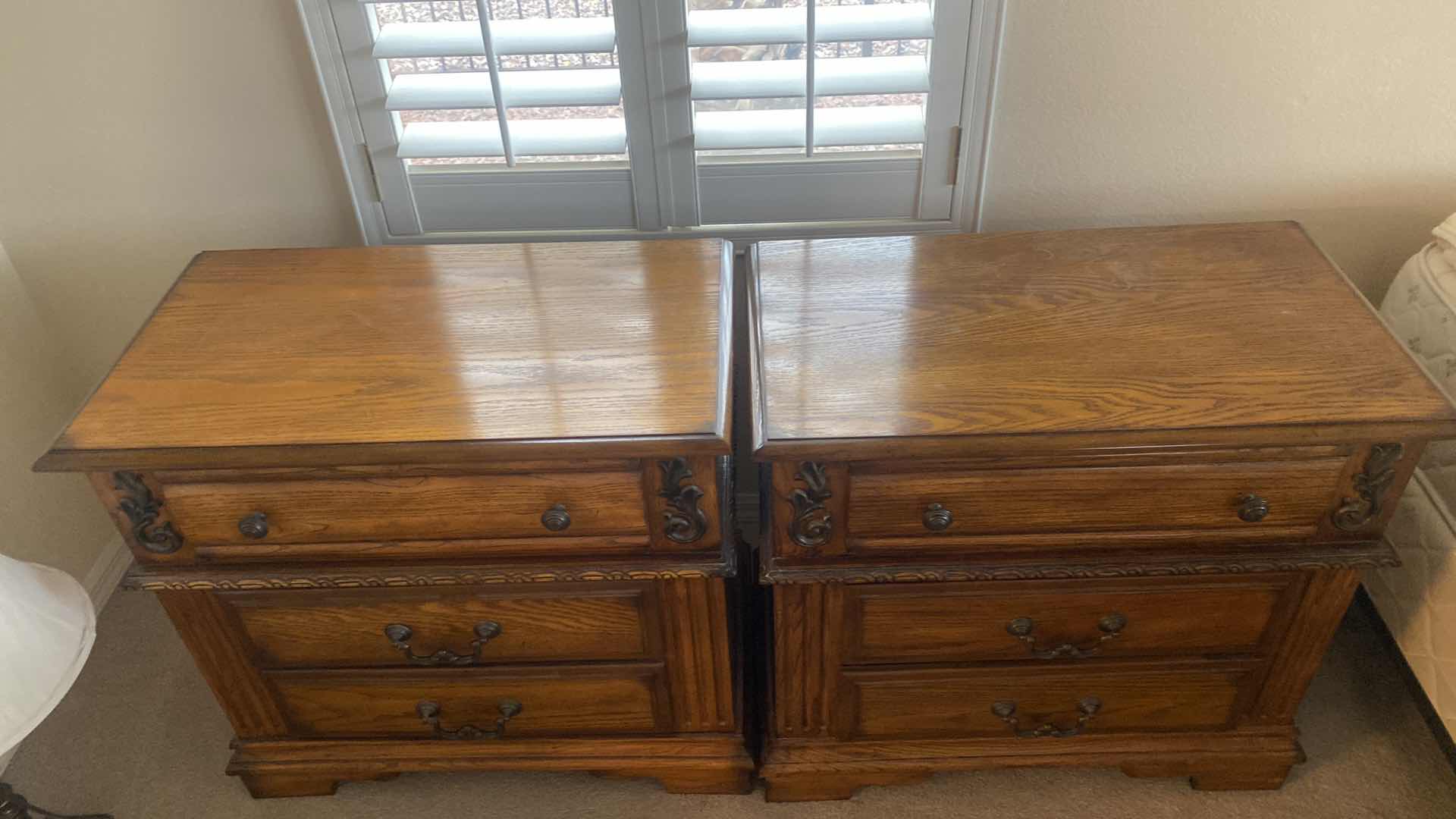 Photo 1 of 2-OAK WOOD NIGGT STANDS 30“ x 17“ H28”