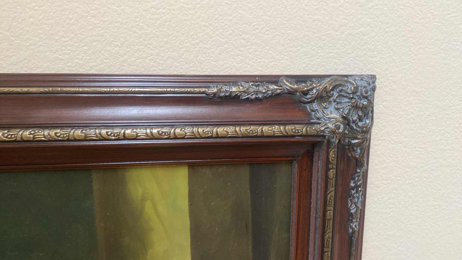 Photo 1 of ORNATE WOOD FRAMED FLORAL OIL ON CANVAS PRINT ARTWORK 56” x 43”