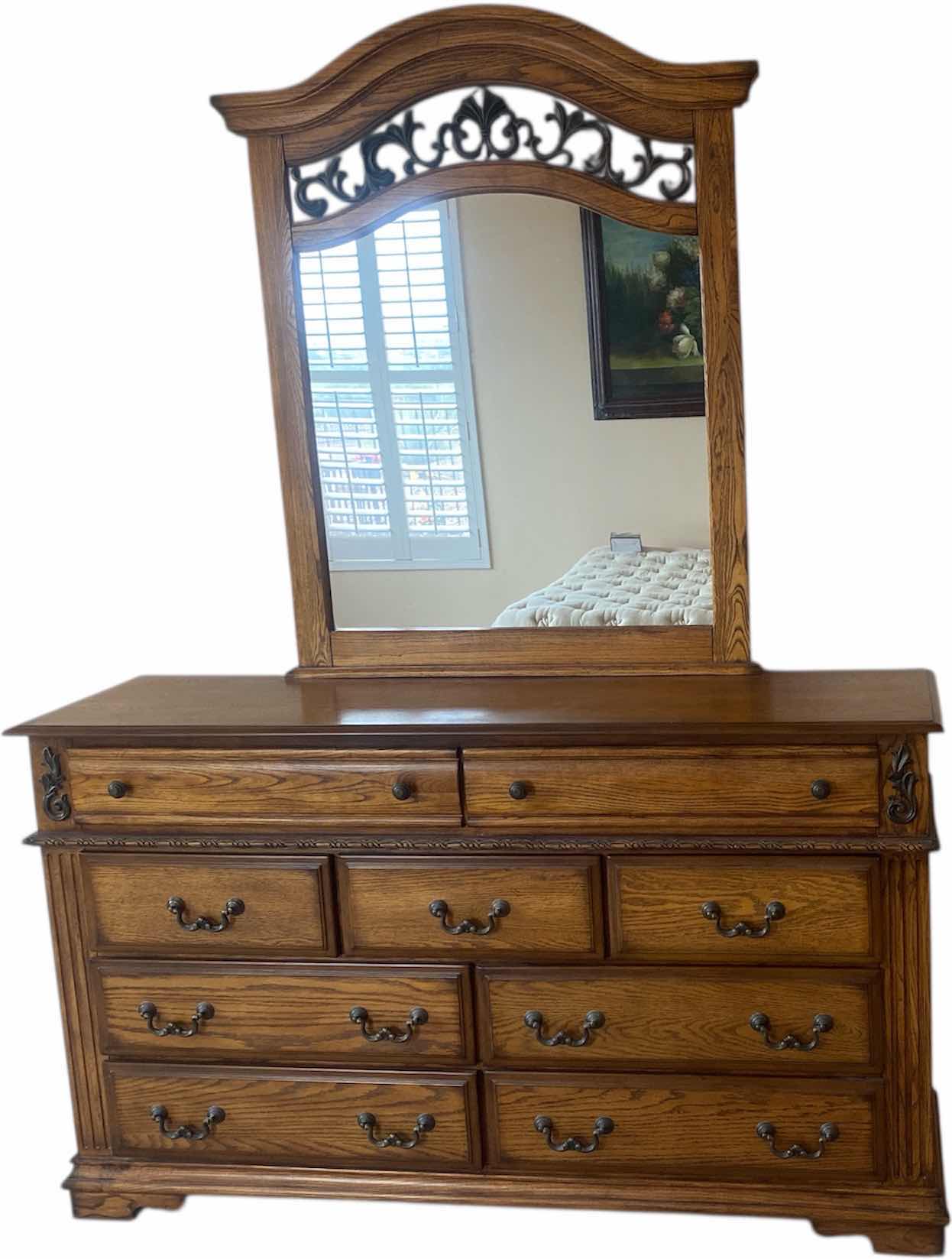 Photo 1 of OAK WOOD DRESSER WITH MIRROR DRESSER MEASURES 66“ x 17 1/2“ H39”
