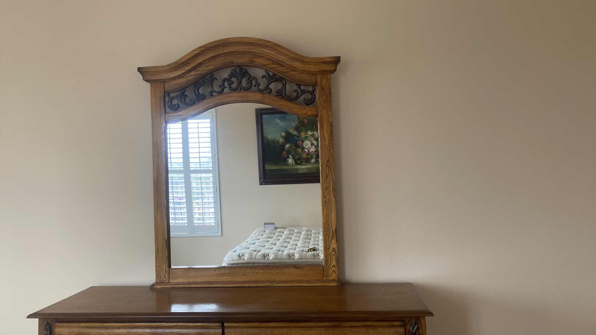Photo 1 of OAK WOOD DRESSER WITH MIRROR DRESSER MEASURES 66“ x 17 1/2“ H39”