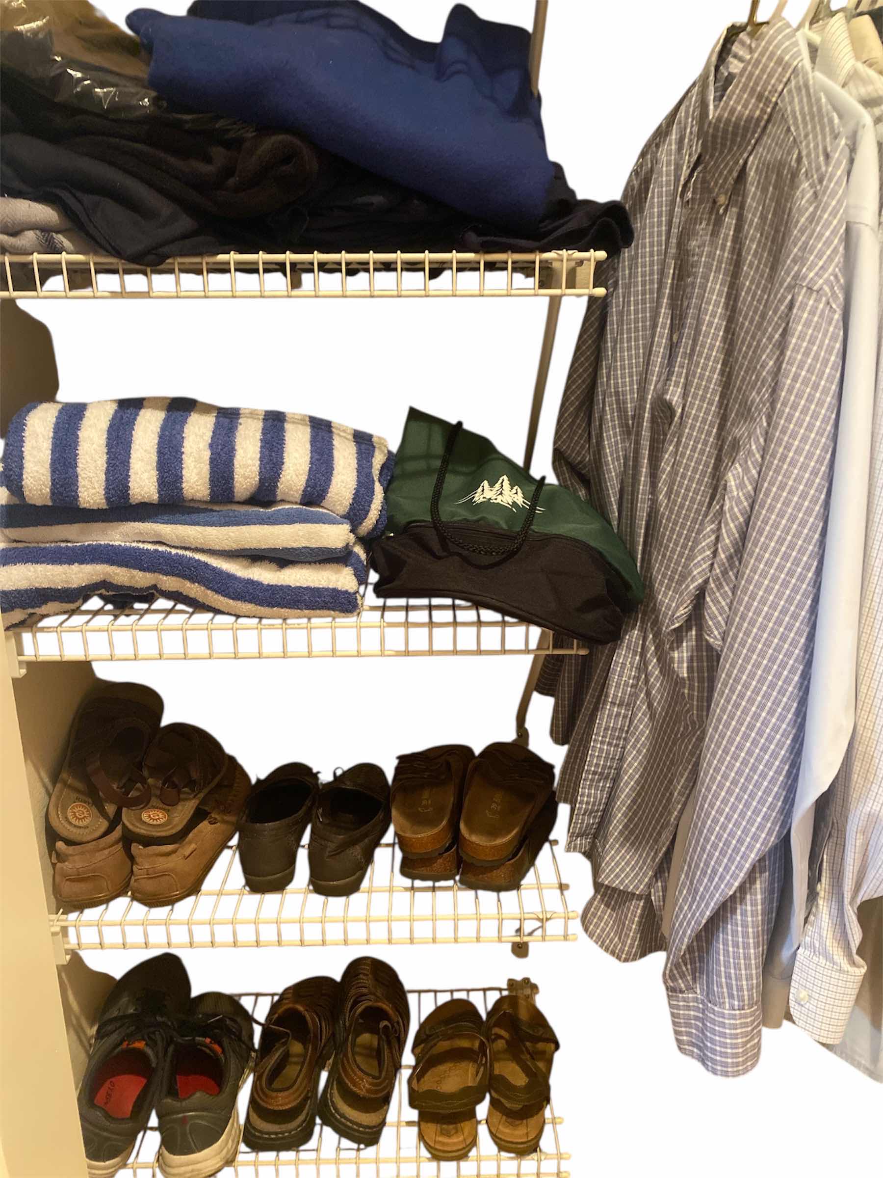 Photo 1 of CONTENTS OF CLOSET - MENS CLOTHING SIZES XL & 2XL & SHOES SIZES 9 & BEACH TOWELS