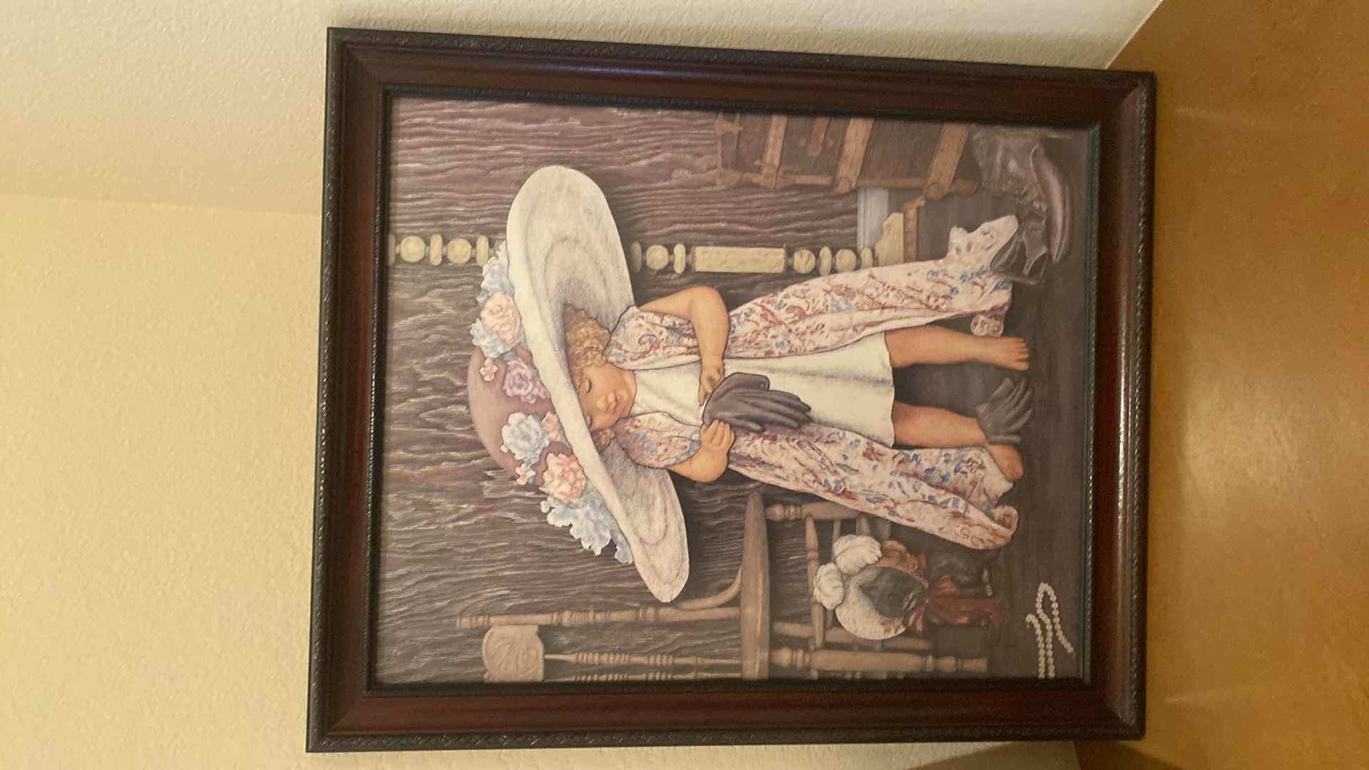 Photo 1 of 6-BOOKS NOVELS, STRETCHED CANVAS ARCHITECTURE ARTWORK & FRAMED GIRL PLAYING DRESS UP ARTWORK 19” x 23”