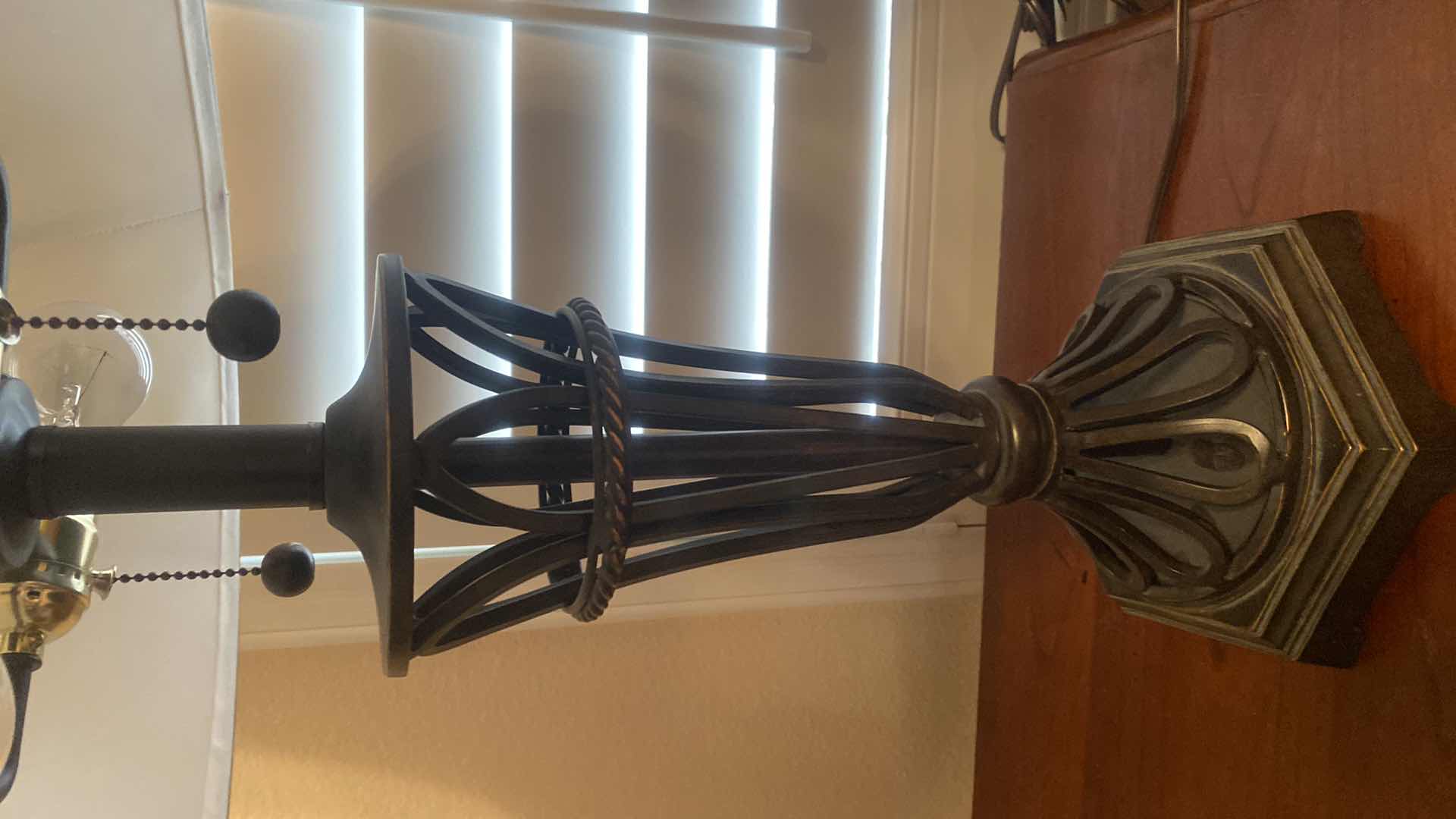 Photo 1 of 2-HEAVY METAL TABLE LAMPS H28”