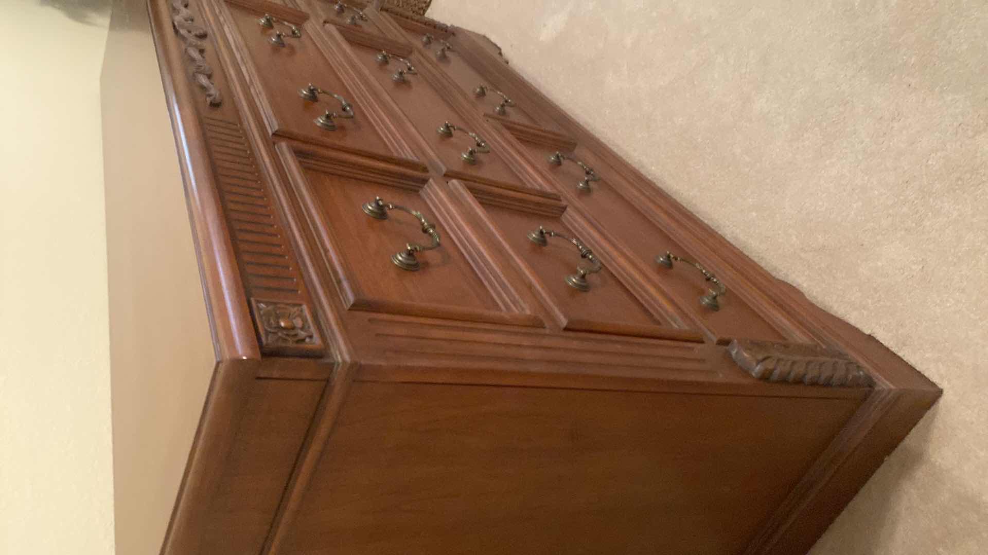 Photo 1 of TRADITIONAL DARK WOOD 8 DRAWER DRESSER 66“ x 17“ H39 1/2”