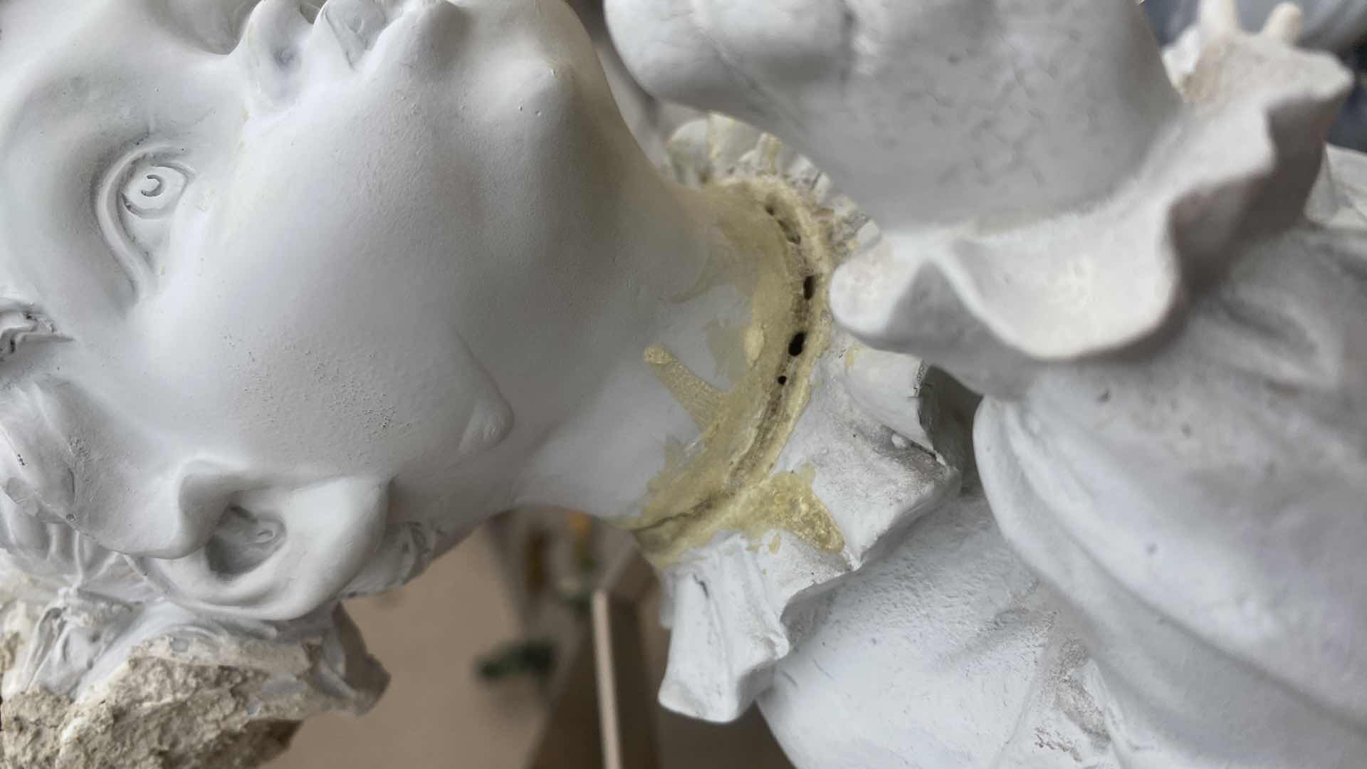 Photo 1 of 2-PLASTER CAST LIGHT WEIGHT YARD ART BOY FISHING & GIRL WITH BALL H19”