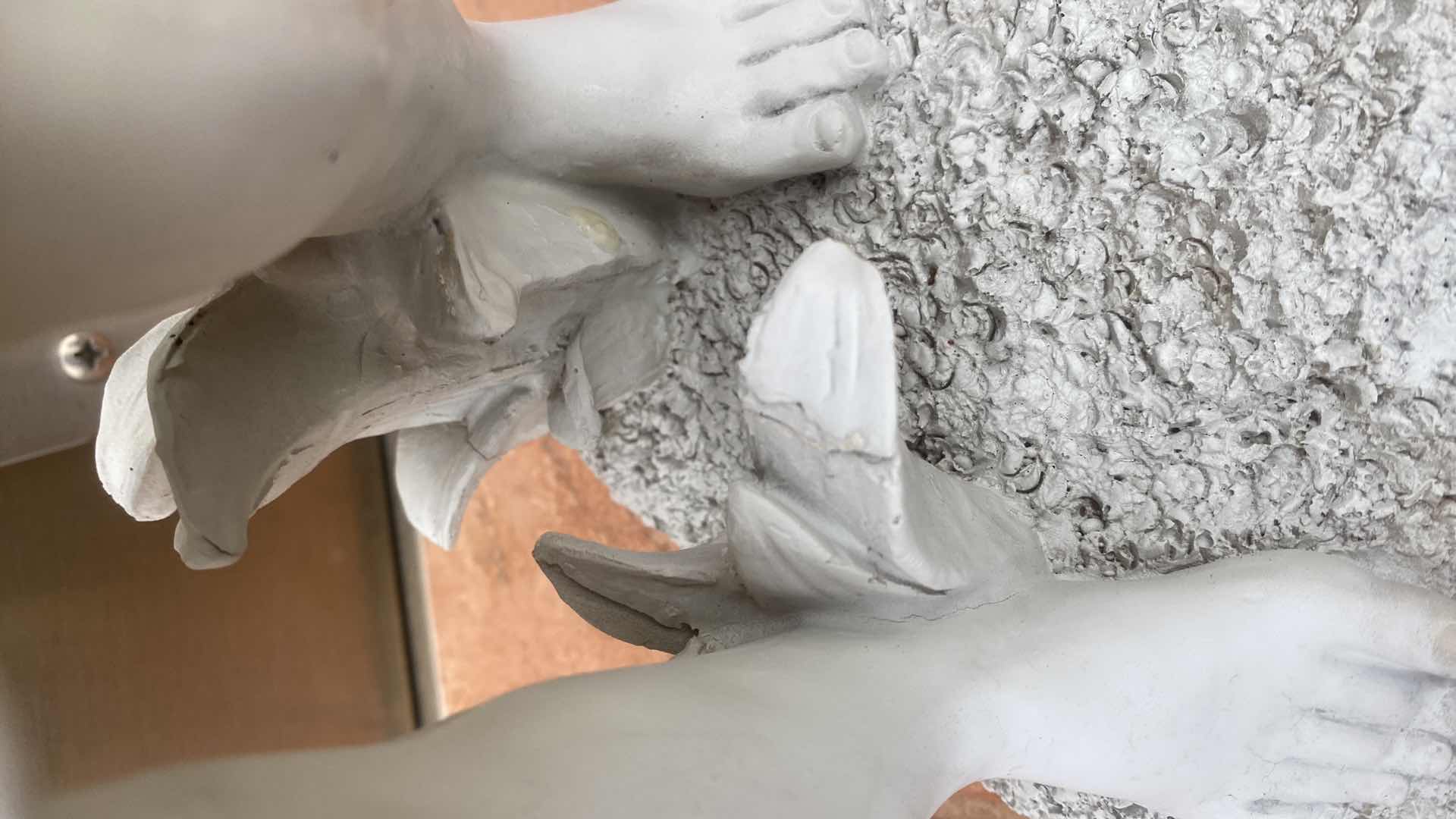 Photo 1 of 2-PLASTER CAST LIGHT WEIGHT YARD ART BOY FISHING & GIRL WITH BALL H19”