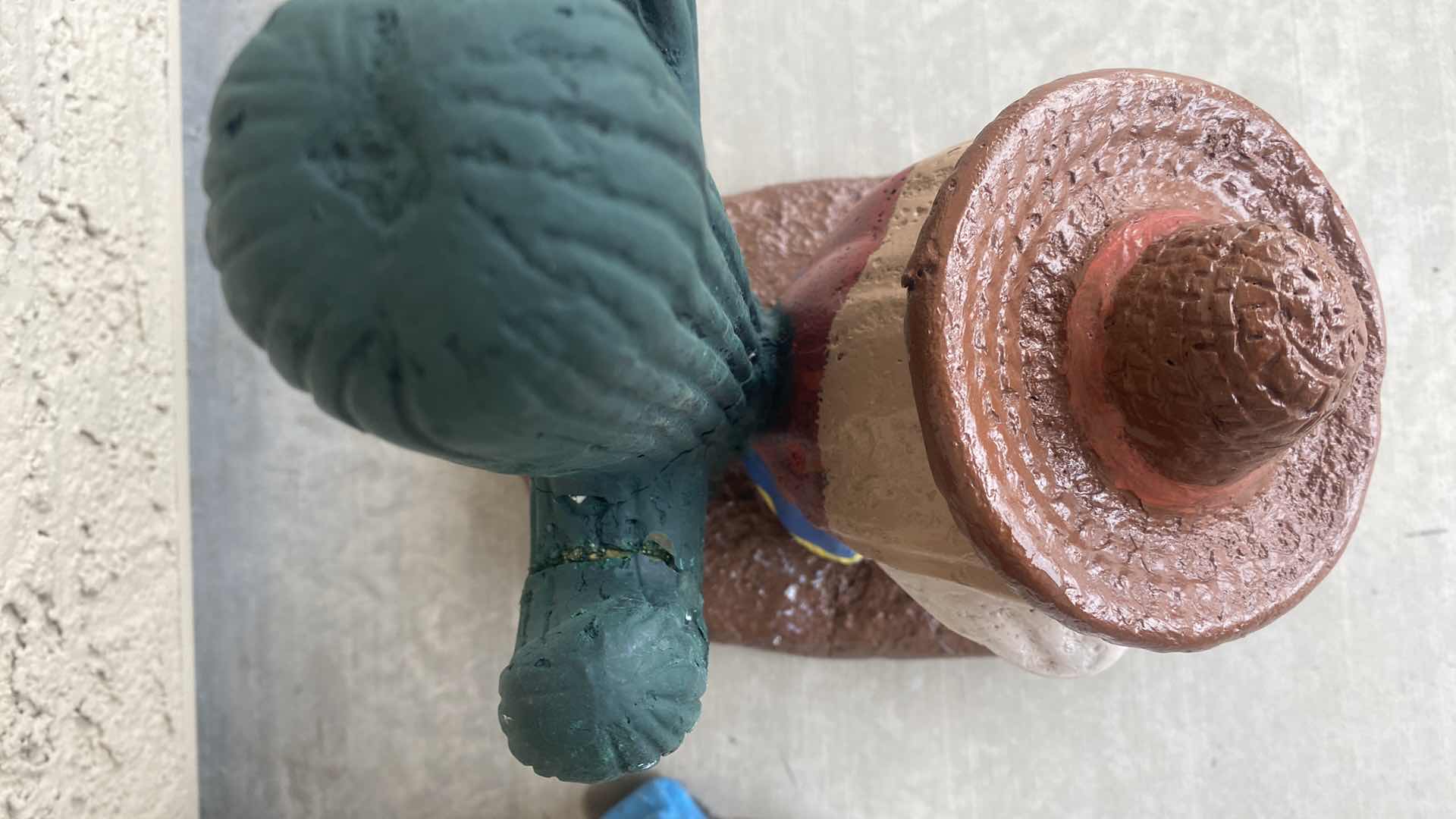 Photo 1 of 2-PAINTED CLAY FIESTA FIGURES YARD ART LARGEST 6” x 10”