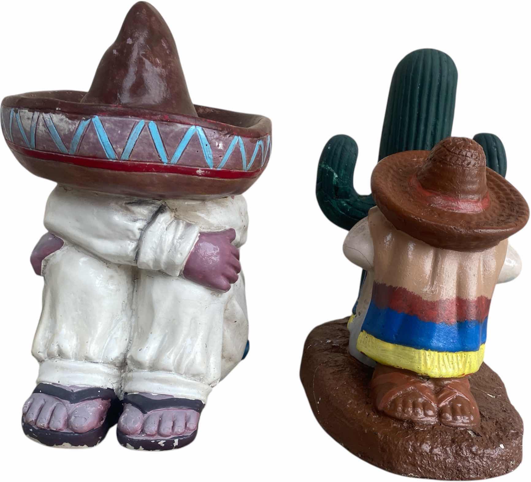 Photo 1 of 2-PAINTED CLAY FIESTA FIGURES YARD ART LARGEST 6” x 10”
