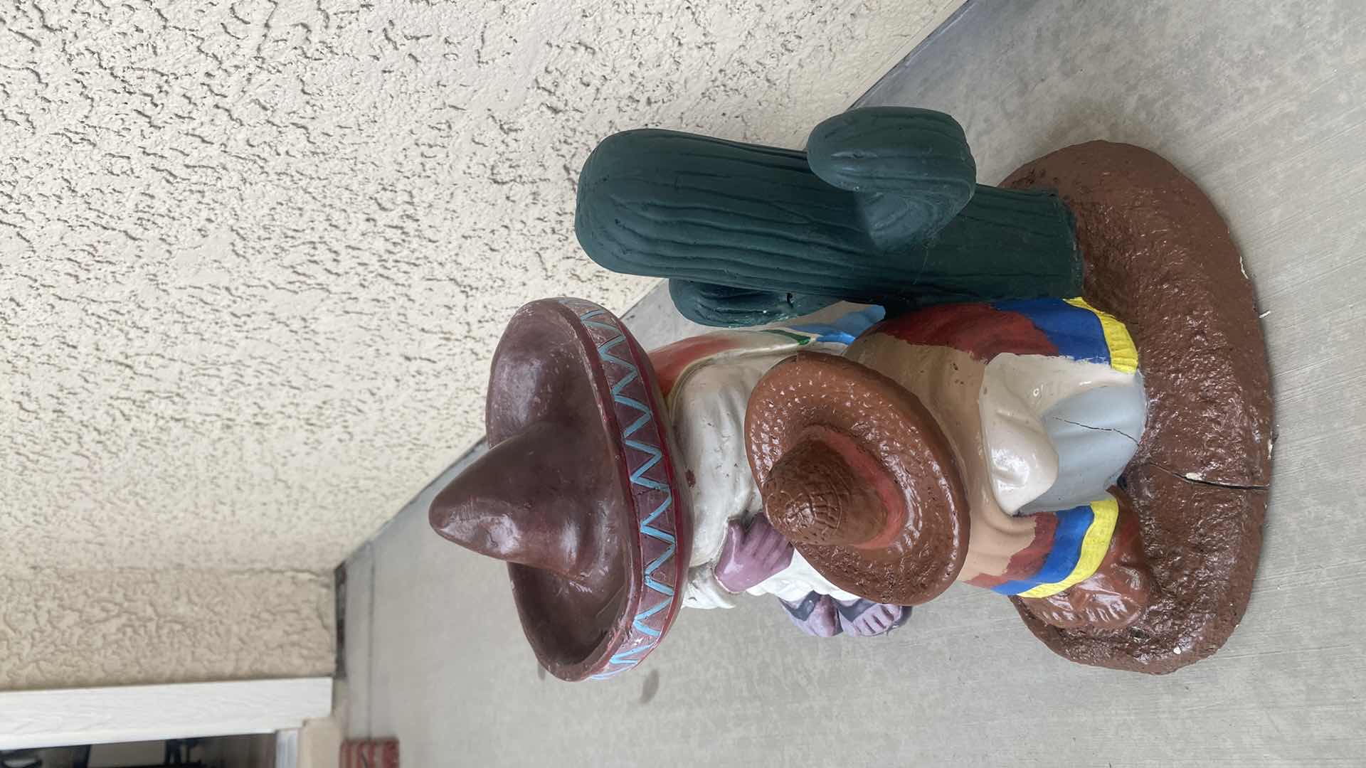 Photo 1 of 2-PAINTED CLAY FIESTA FIGURES YARD ART LARGEST 6” x 10”