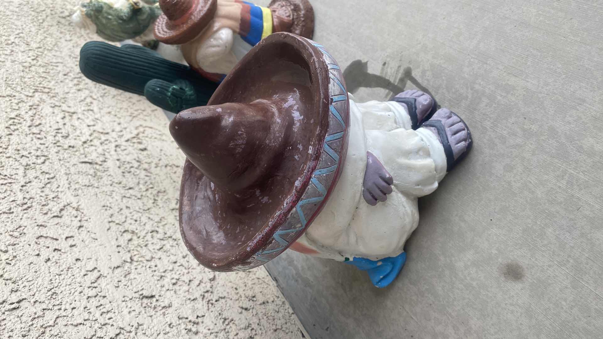 Photo 1 of 2-PAINTED CLAY FIESTA FIGURES YARD ART LARGEST 6” x 10”