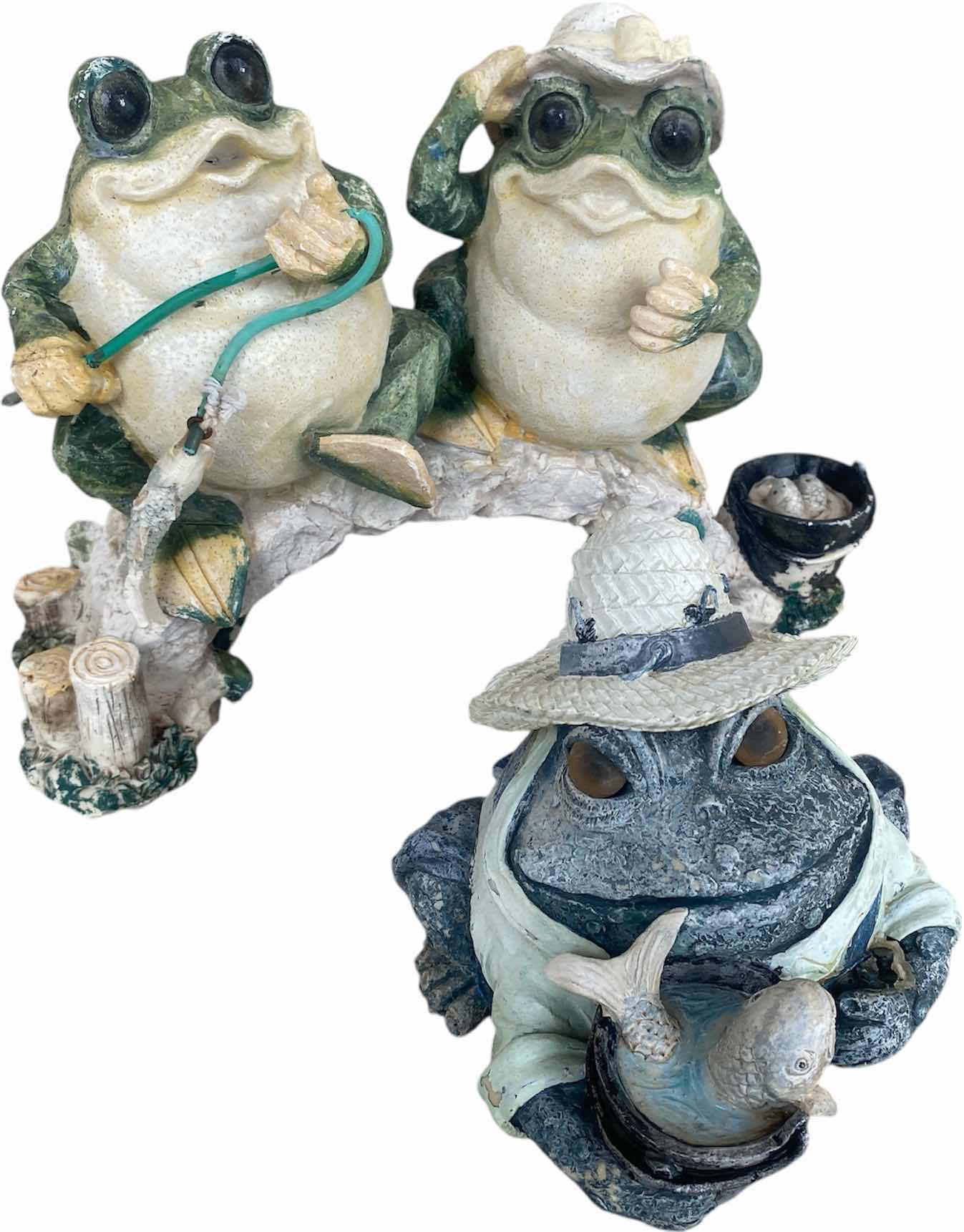 Photo 1 of 2-CAST RESIN FROGS YARD ART LARGEST 10 1/2” x 8”