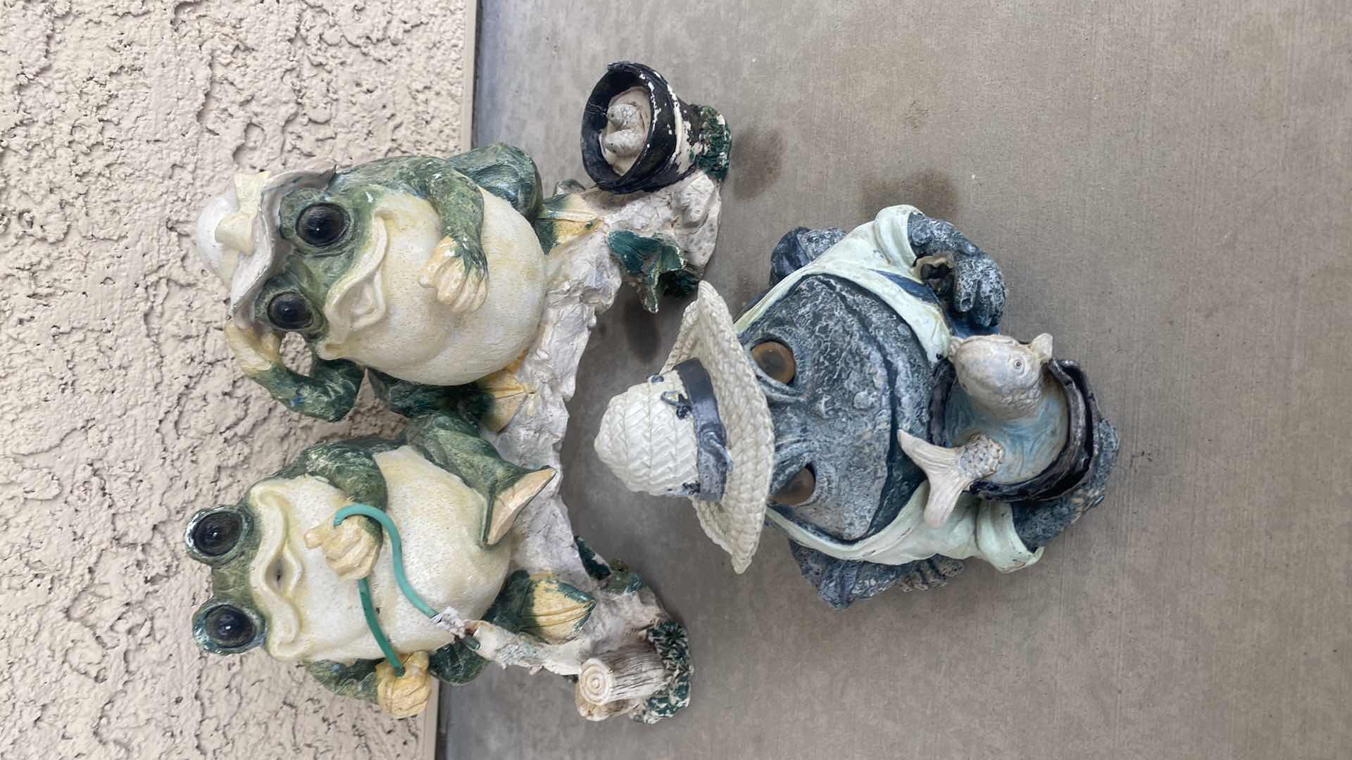 Photo 1 of 2-CAST RESIN FROGS YARD ART LARGEST 10 1/2” x 8”