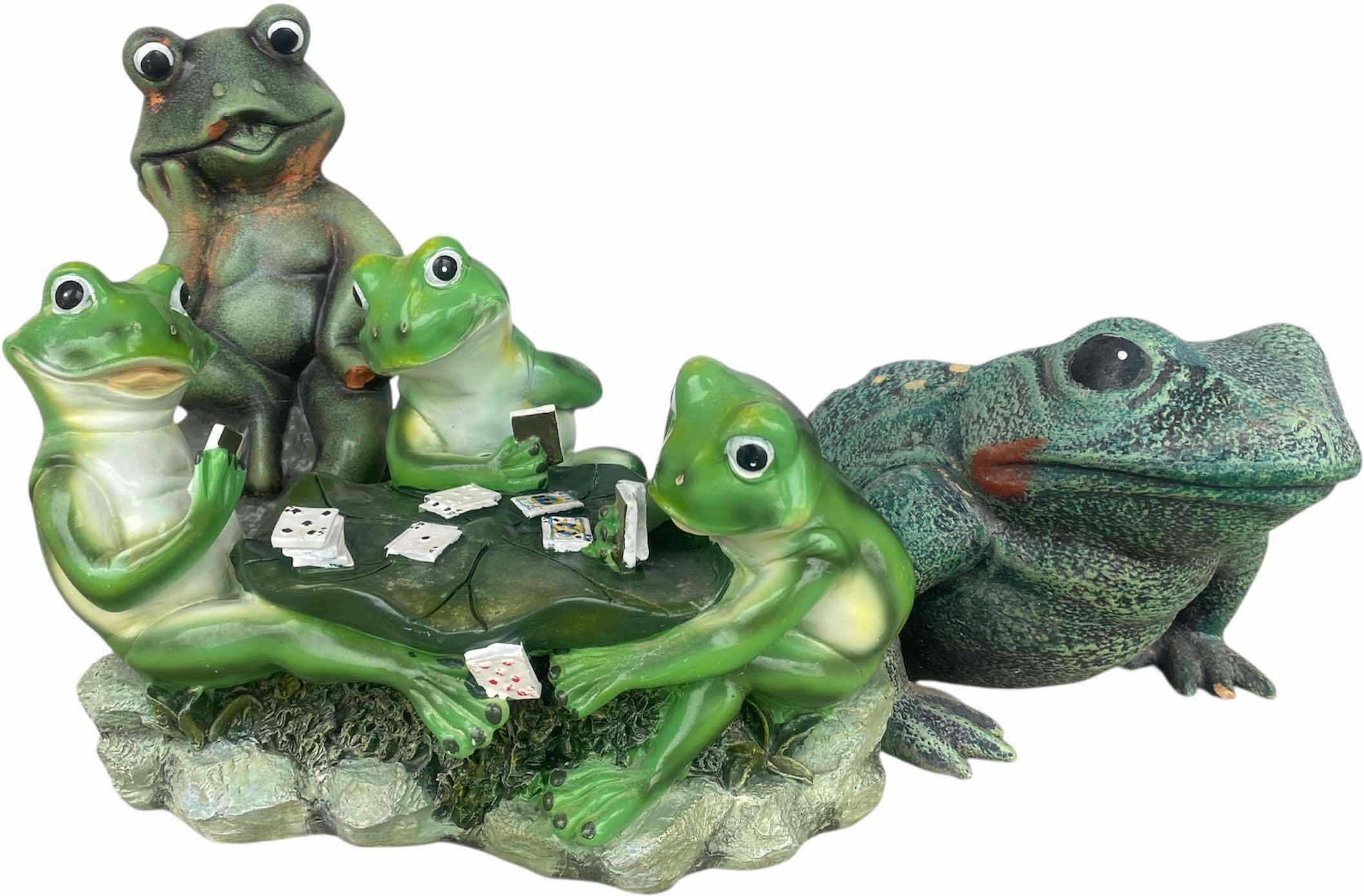 Photo 1 of 3-RESIN FROGS YARD ART LARGEST 13” x 7”