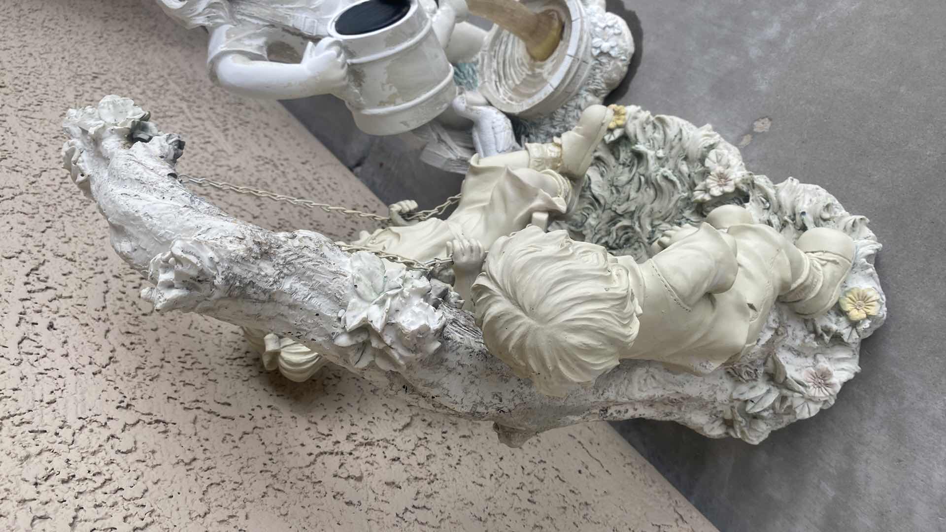 Photo 1 of 2-LIGHT PLASTER FIGURINES CHILDREN YARD ART LARGEST 14” x 18”