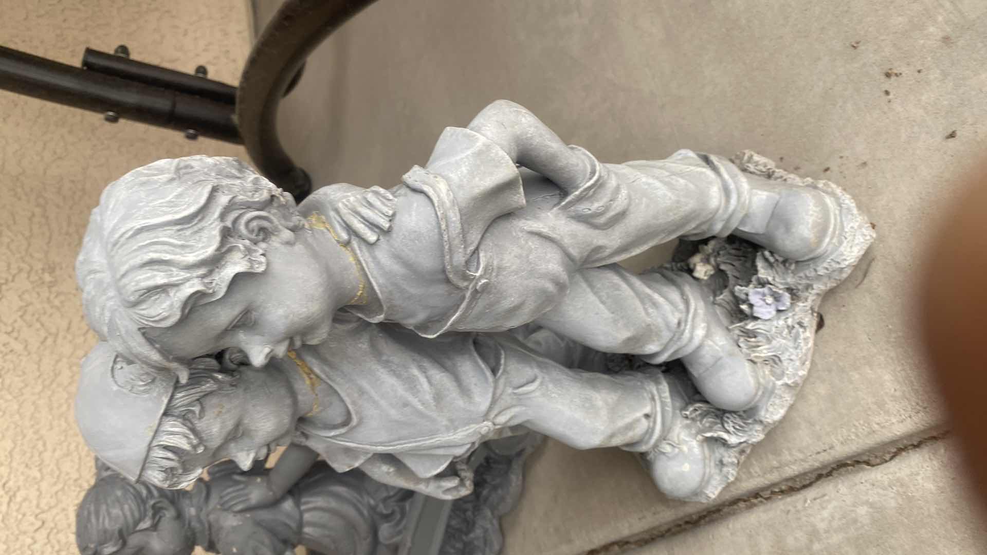 Photo 1 of 2-LIGHT PLASTER FIGURINES CHILDREN YARD ART LARGEST 14” x 16”