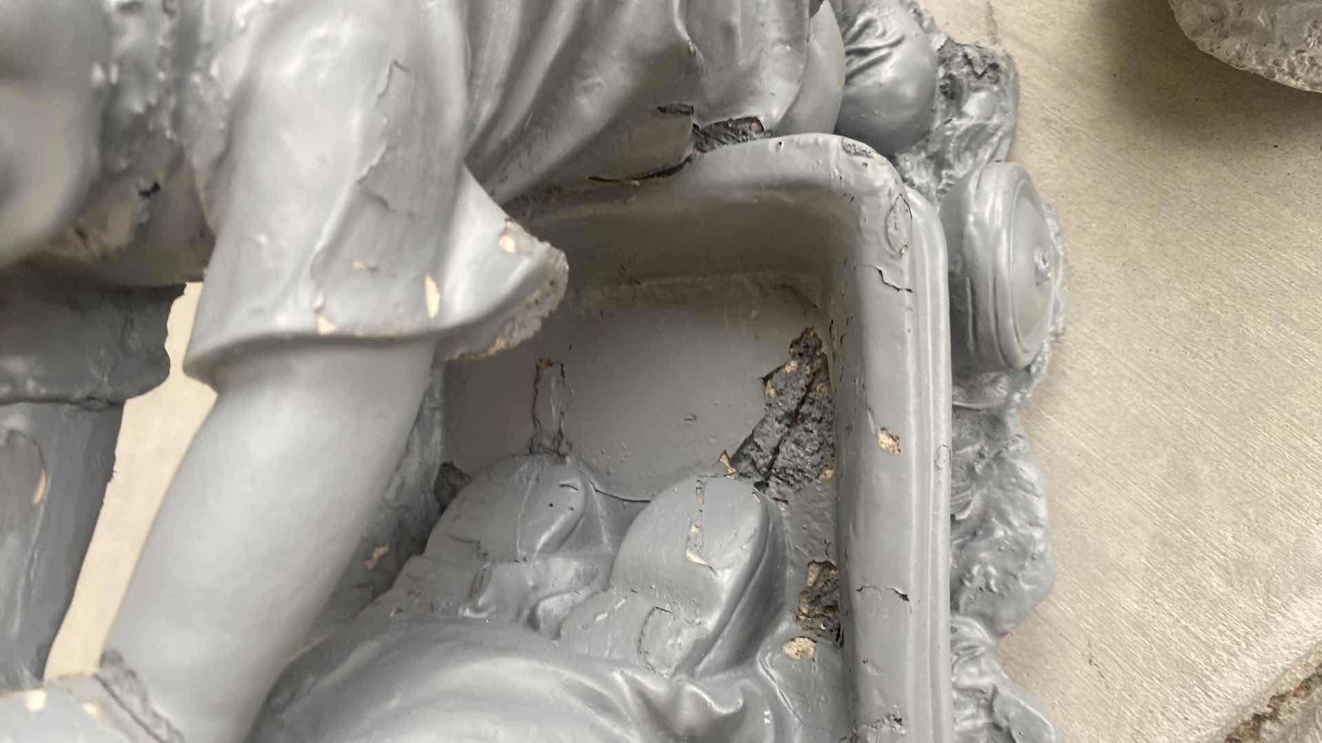 Photo 1 of 2-LIGHT PLASTER FIGURINES CHILDREN YARD ART LARGEST 14” x 16”