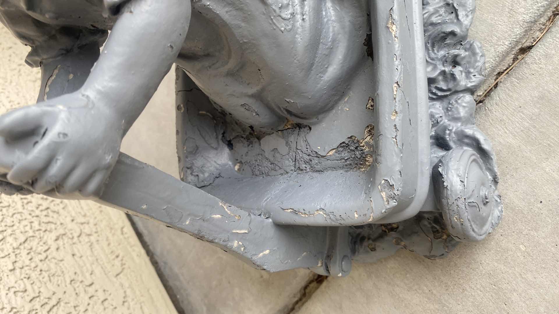 Photo 1 of 2-LIGHT PLASTER FIGURINES CHILDREN YARD ART LARGEST 14” x 16”